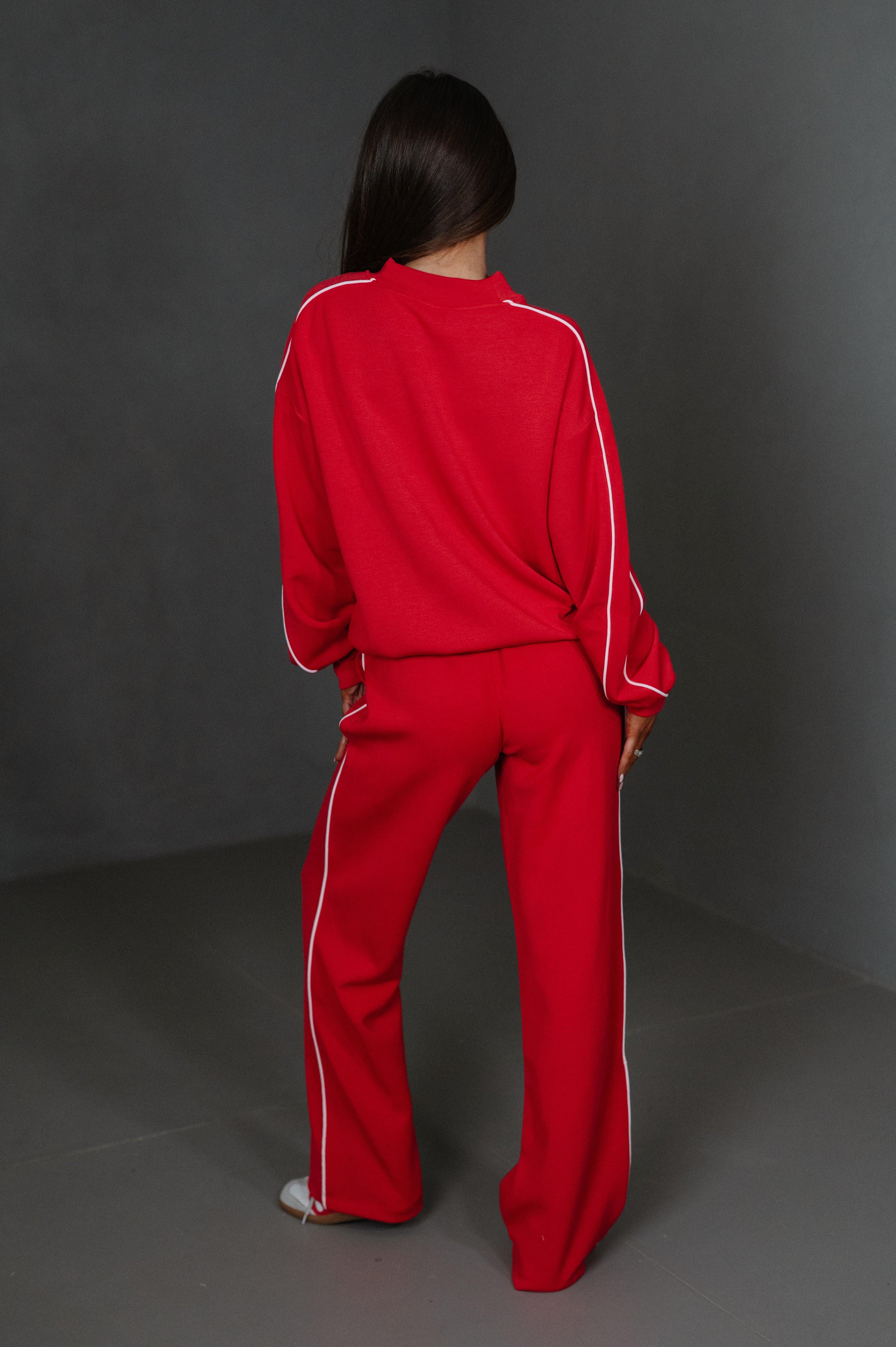 Piper Scuba Pants Set-Red/Cream
