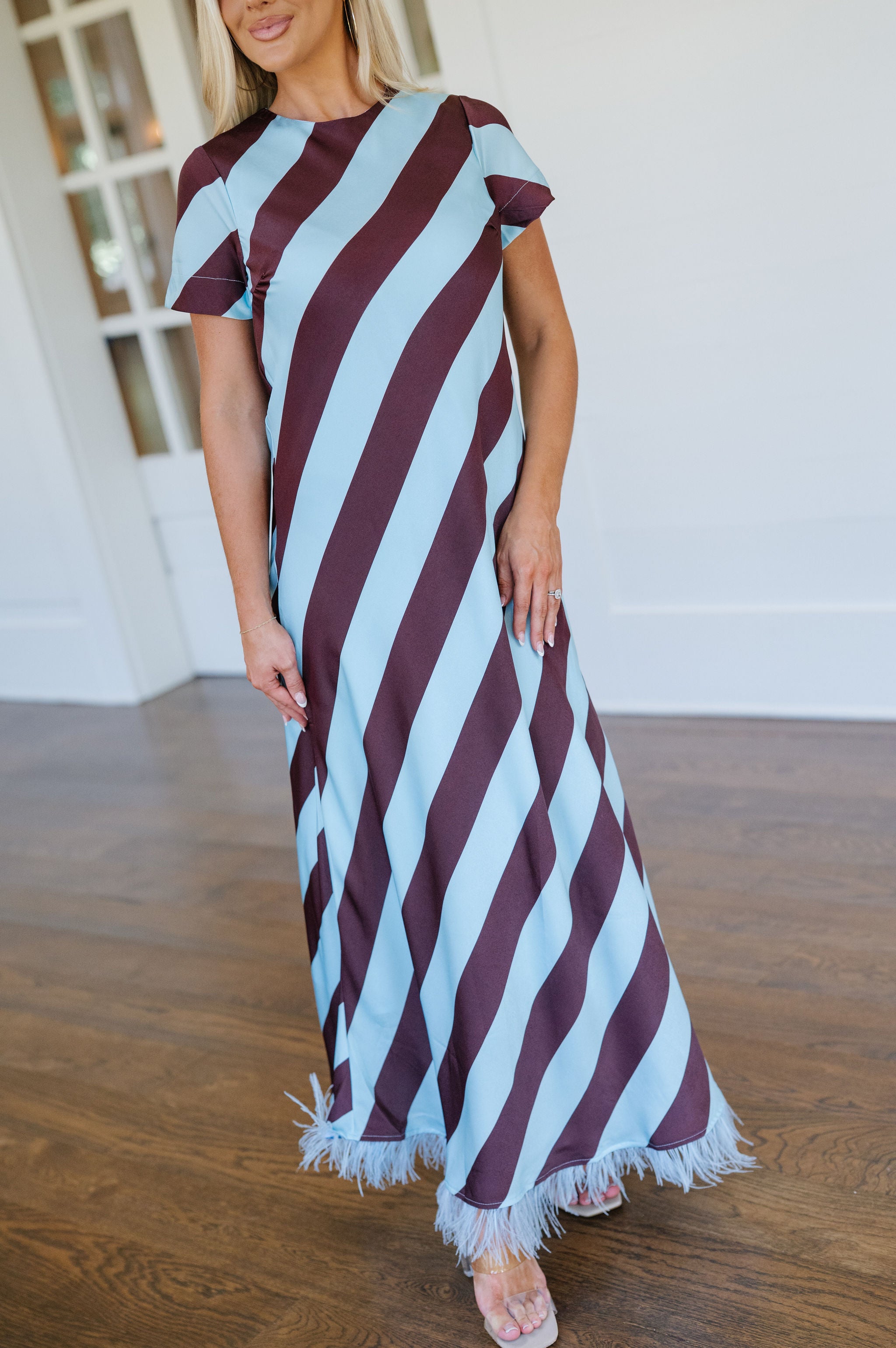 Susie Diagonal Stripe Dress-Blue