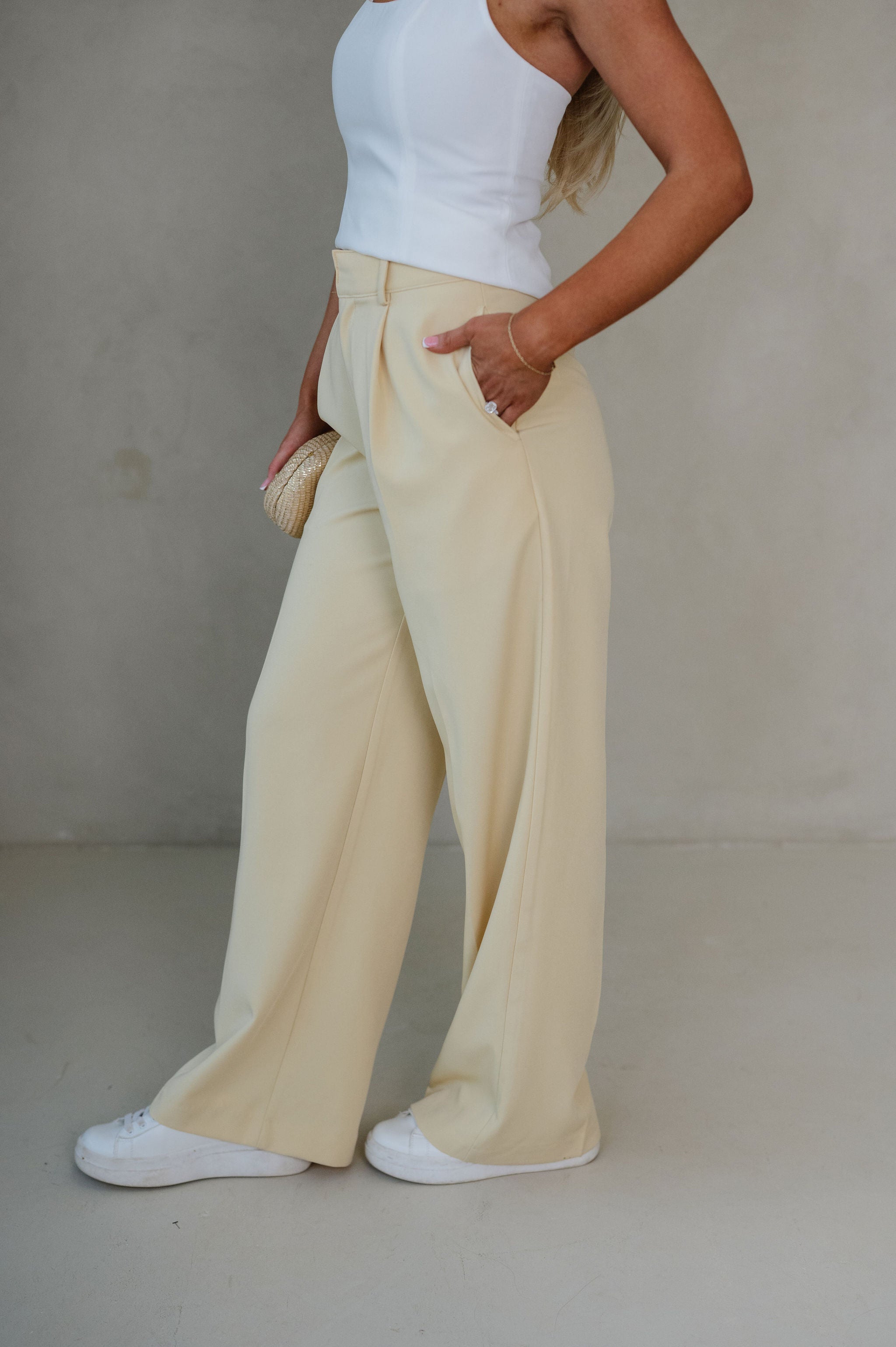 Shayla Wide Leg Trousers-Yellow