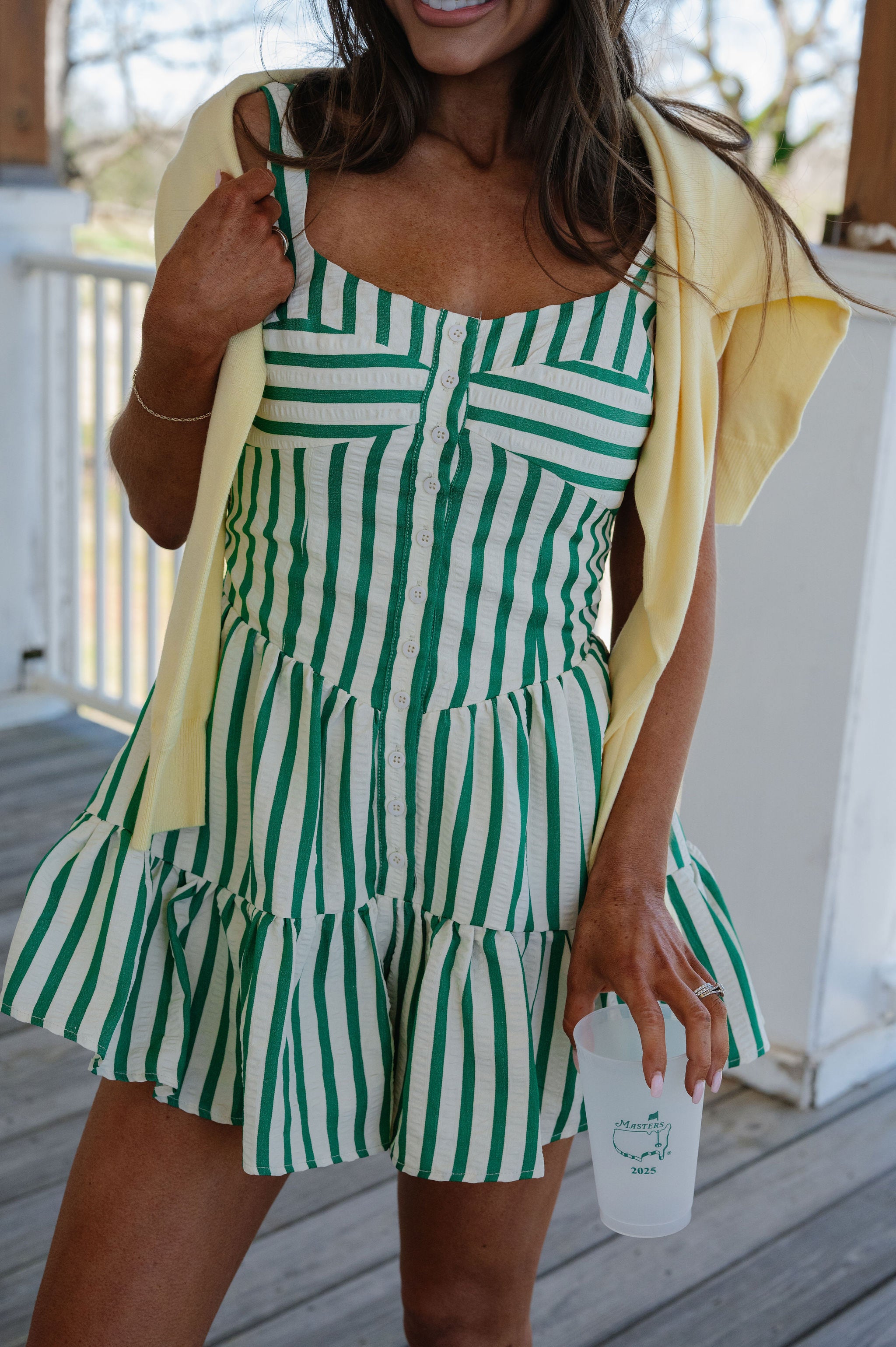 Jameson Placket Romper-Green