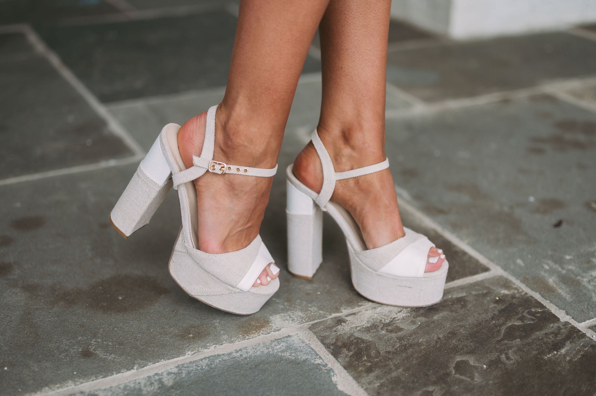 Maxon Chunky Platform Heels-Linen