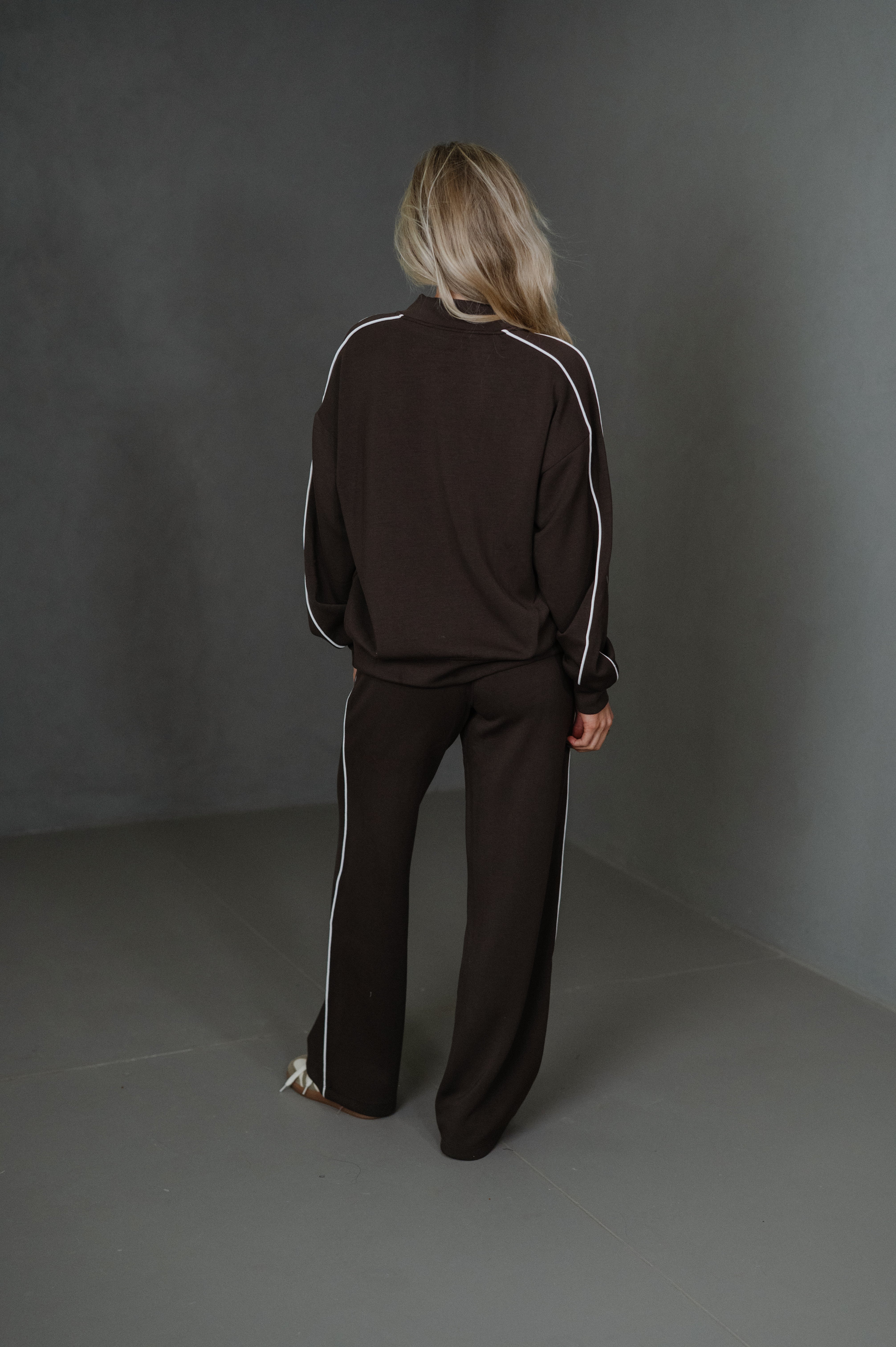 Piper Scuba Pants Set-Espresso/Cream