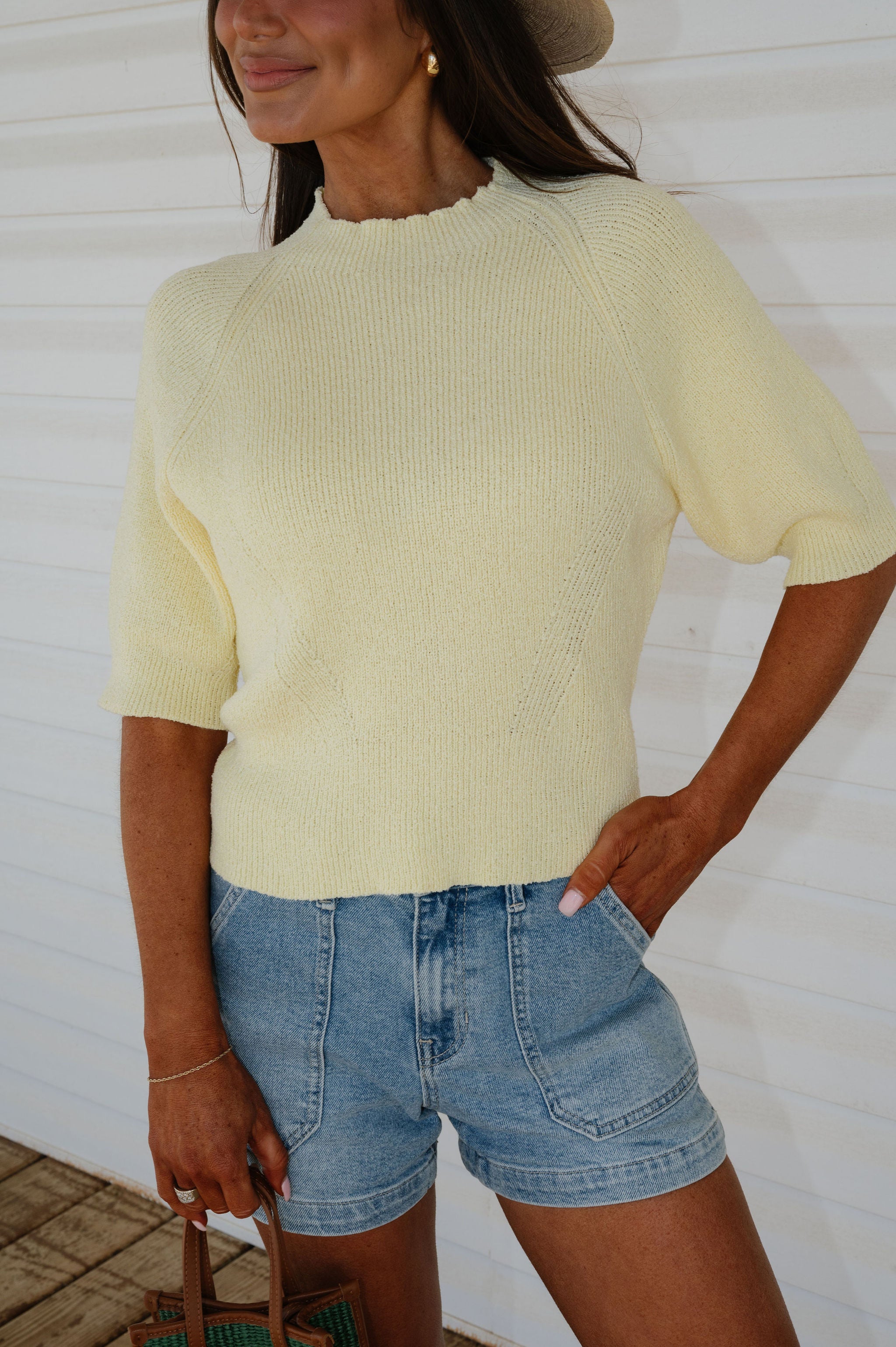 Honey Knit Top-Lemon