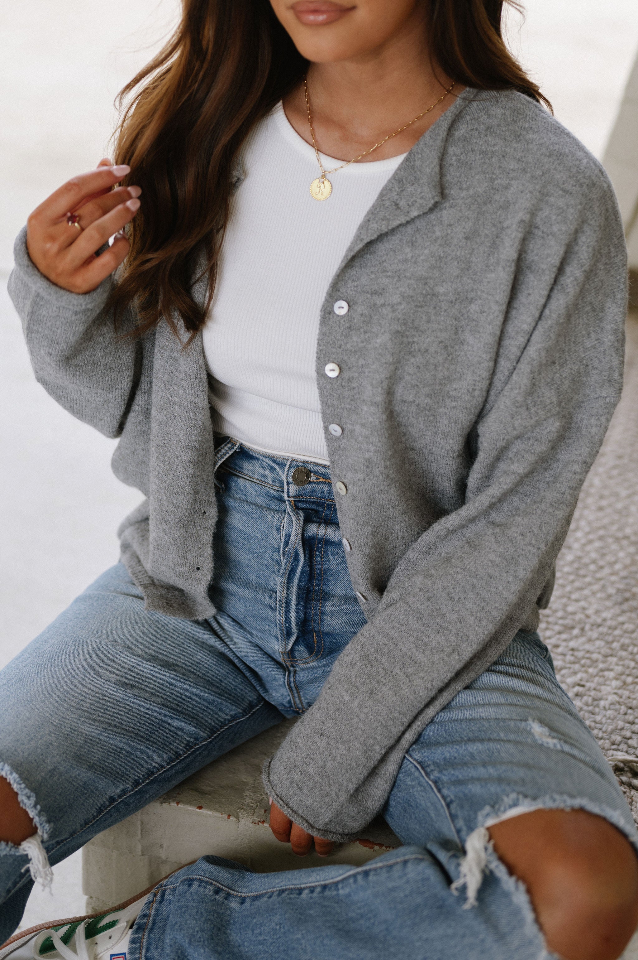 Victoria Cardigan- Heather Grey