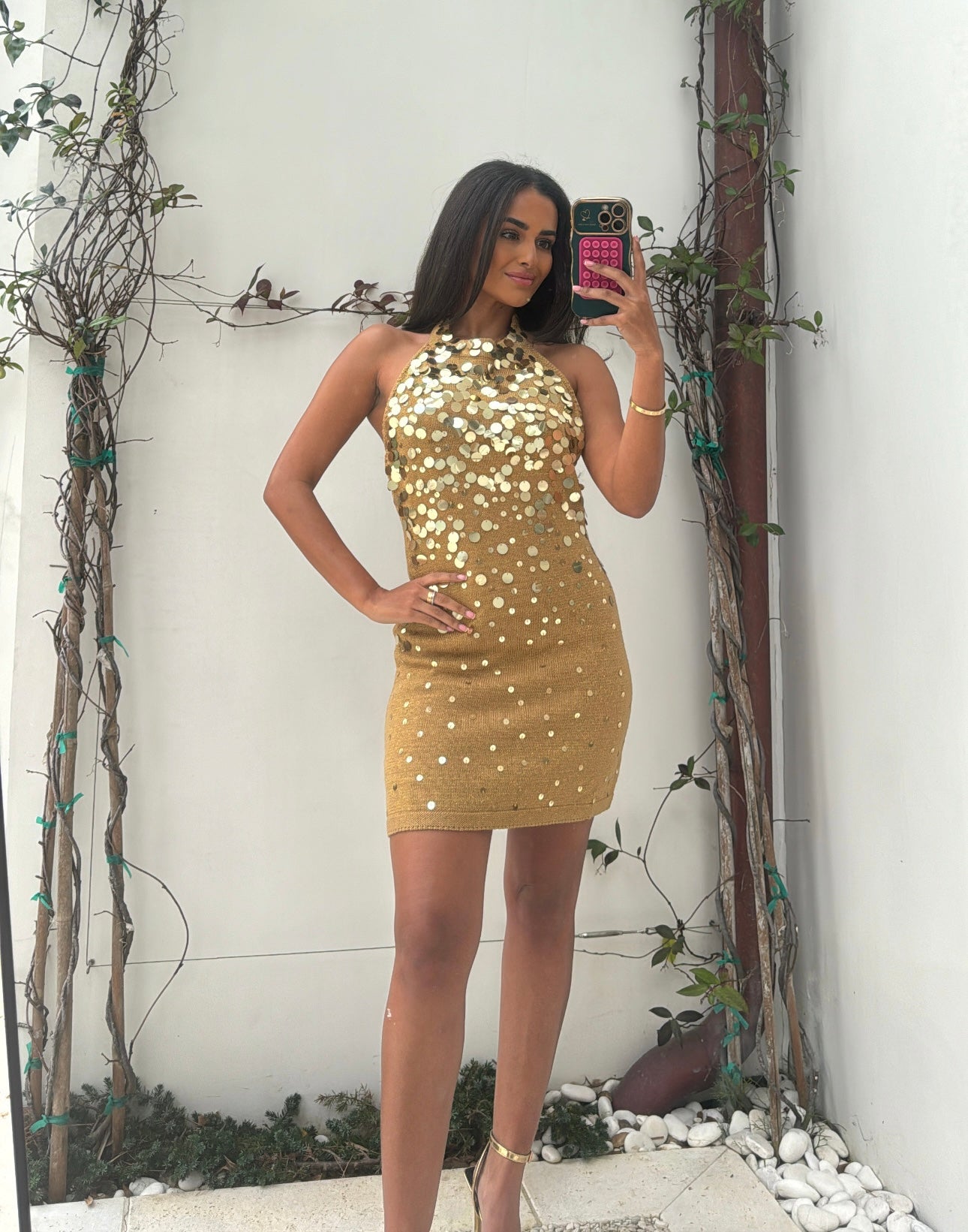 Alix Sequin Knit Dress- Gold