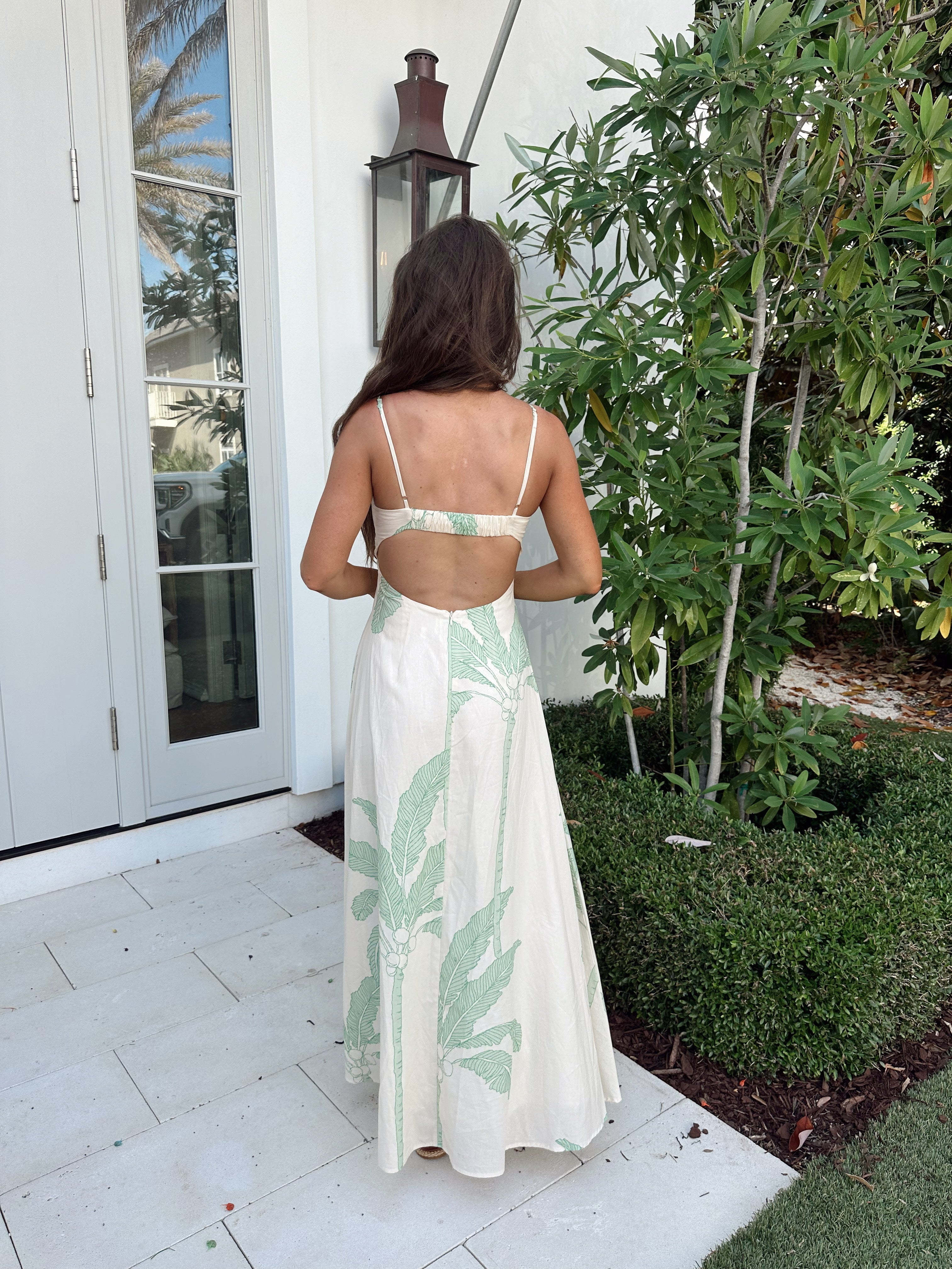 Palm Tree Maxi Dress-Green