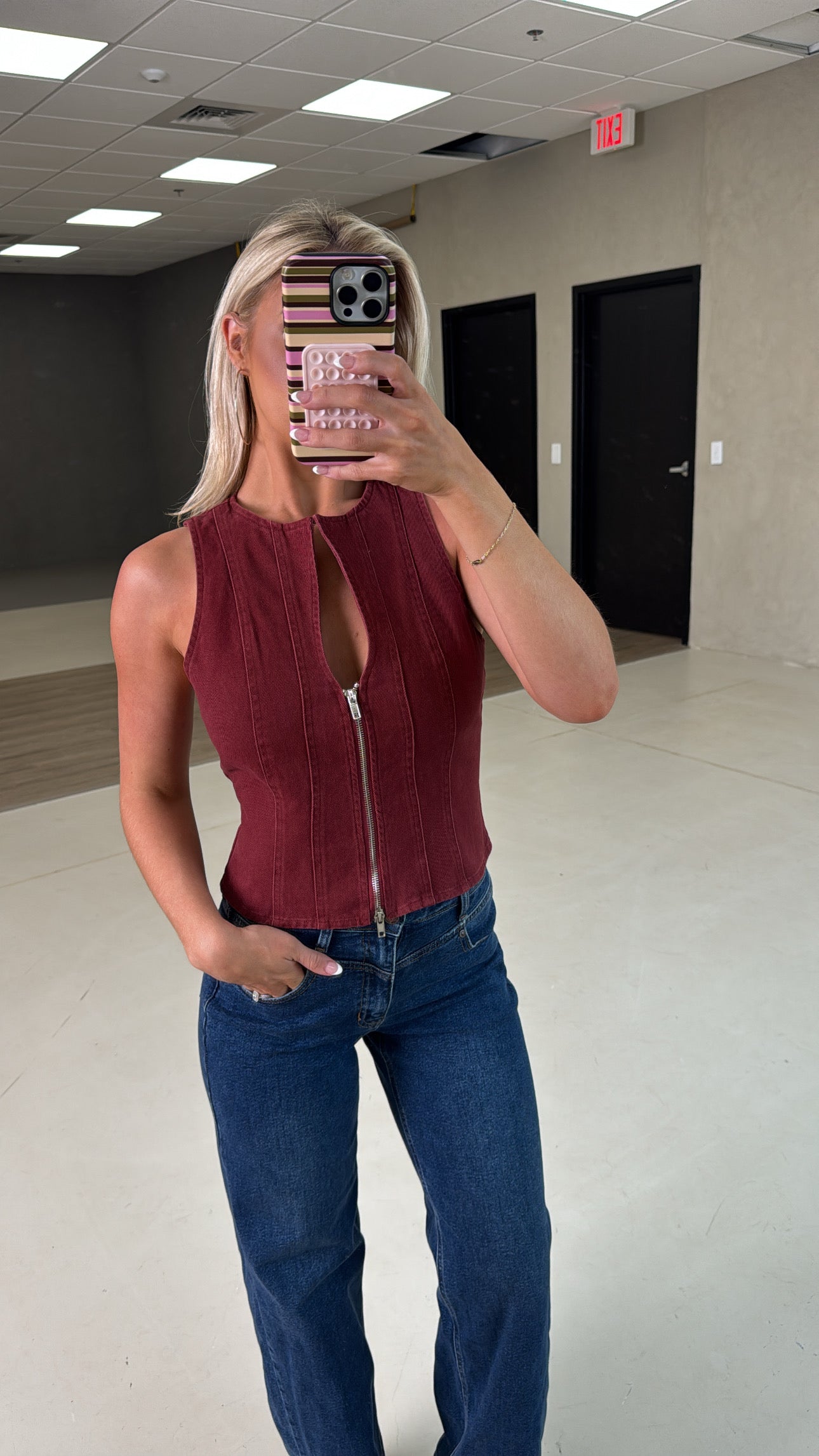 Carlen Top-Burgundy
