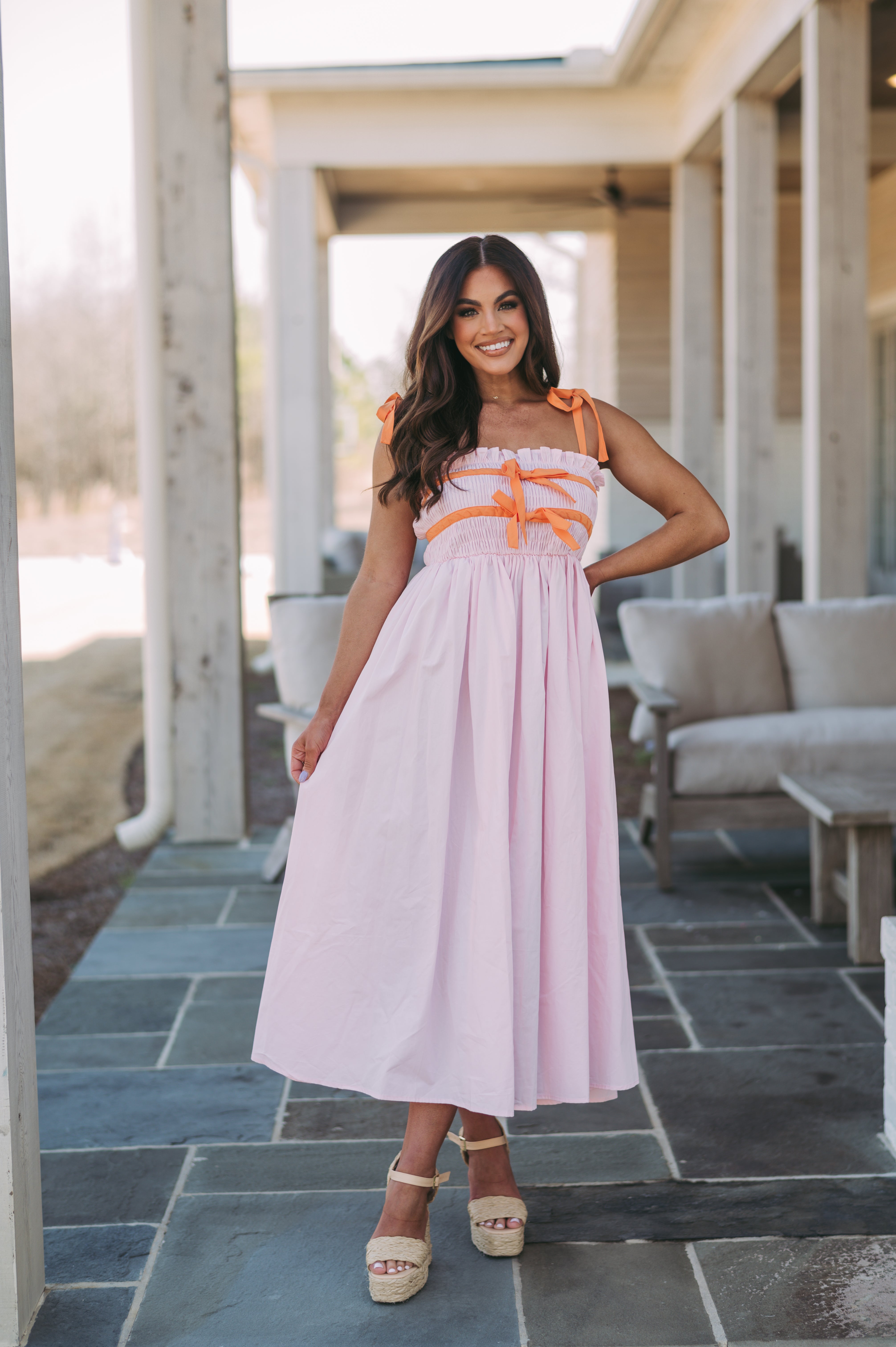 Pink and clearance white contrast dress