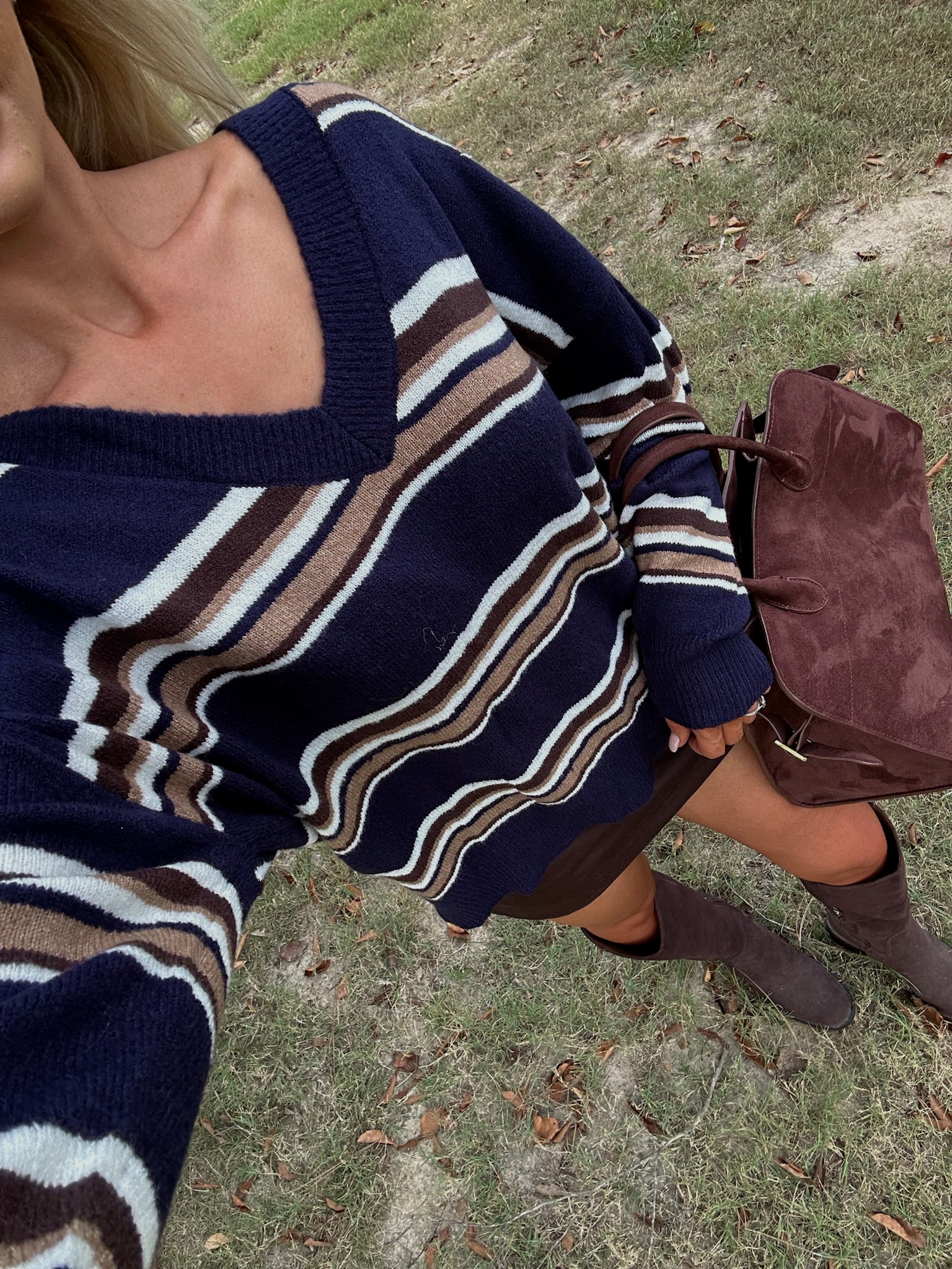 Serena Stripe Sweater-Navy