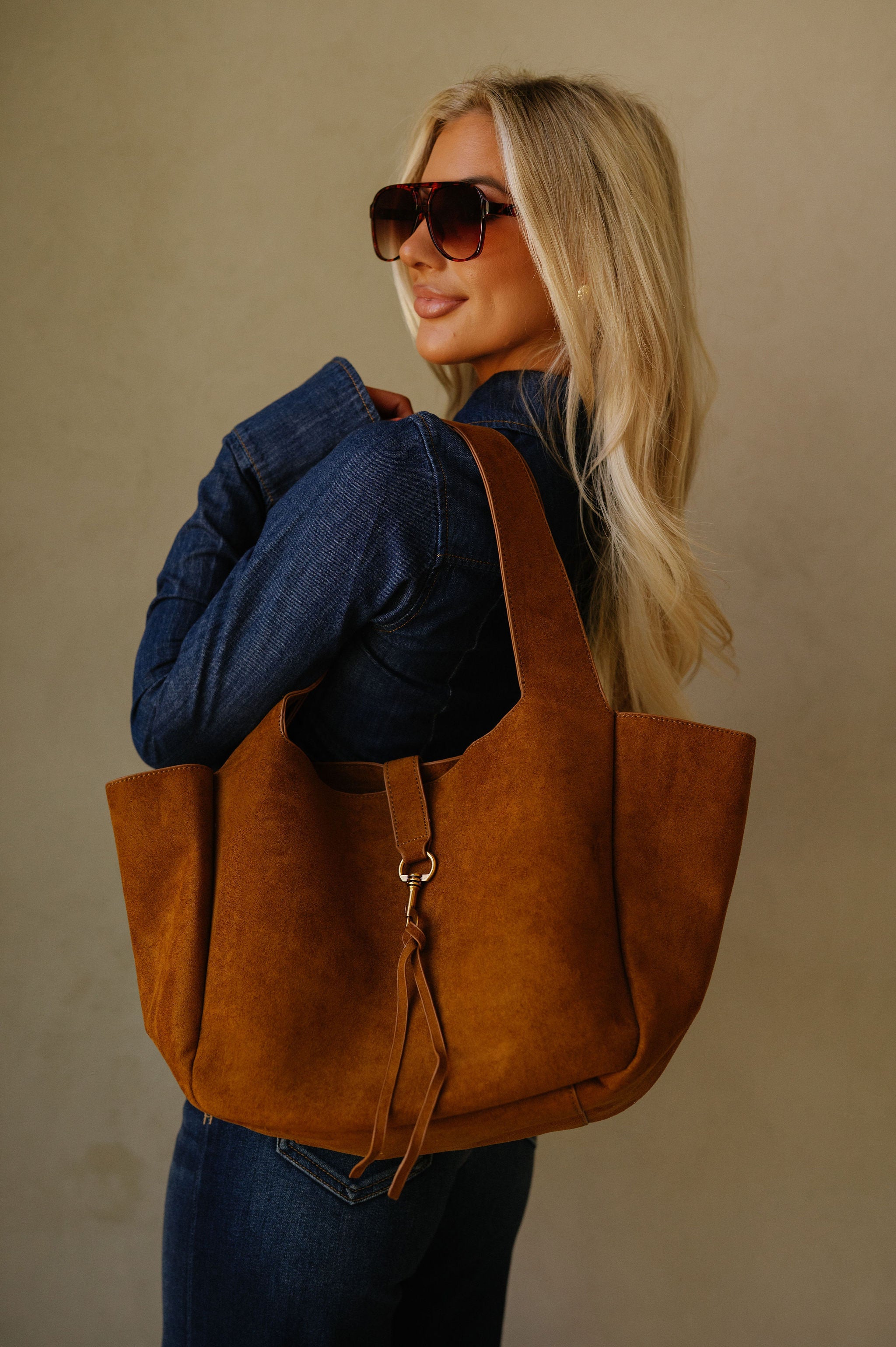 Leon Tote Bag-Cognac