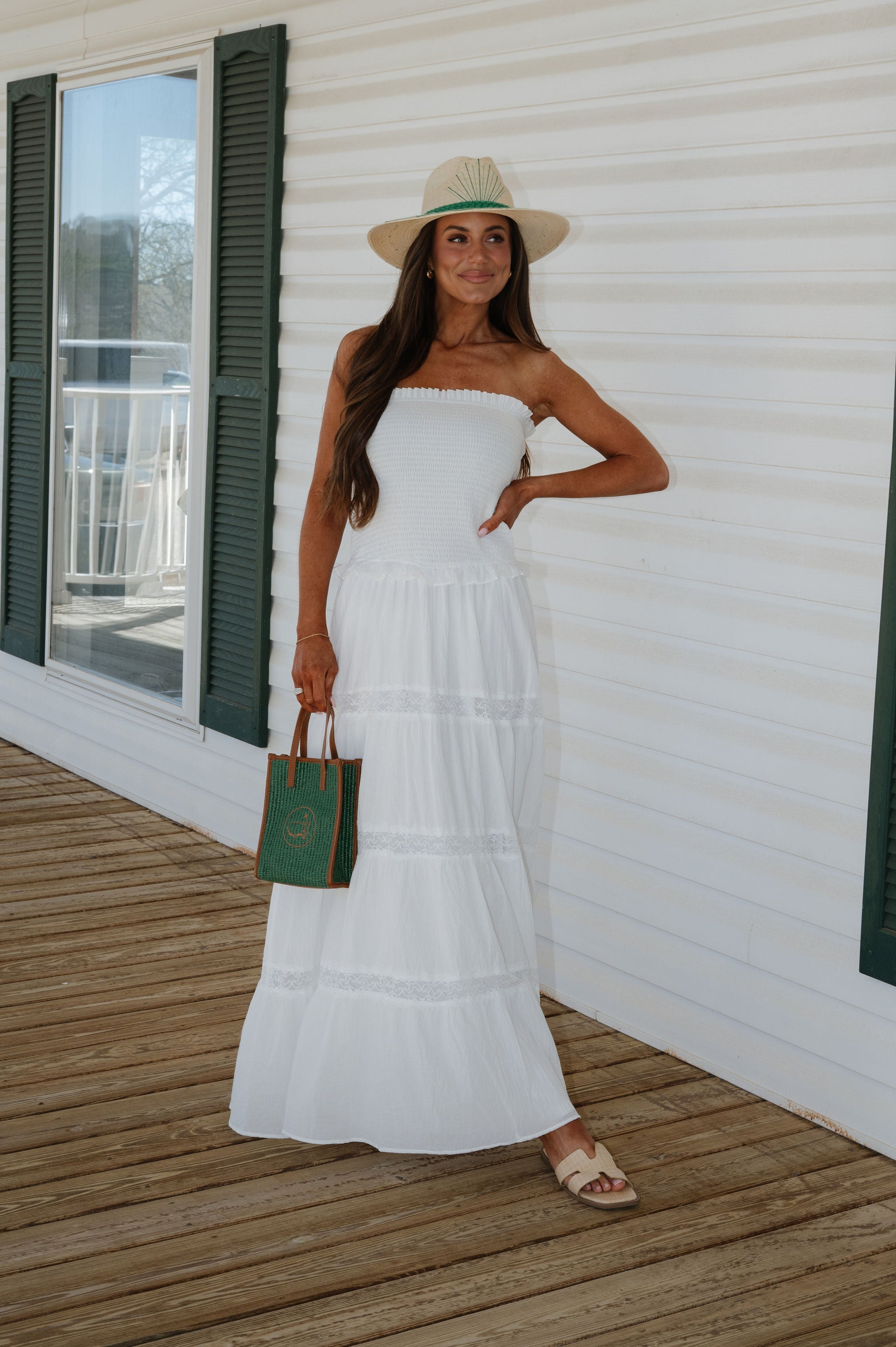 white sun dress maxi Stone Maxi Dress-White M