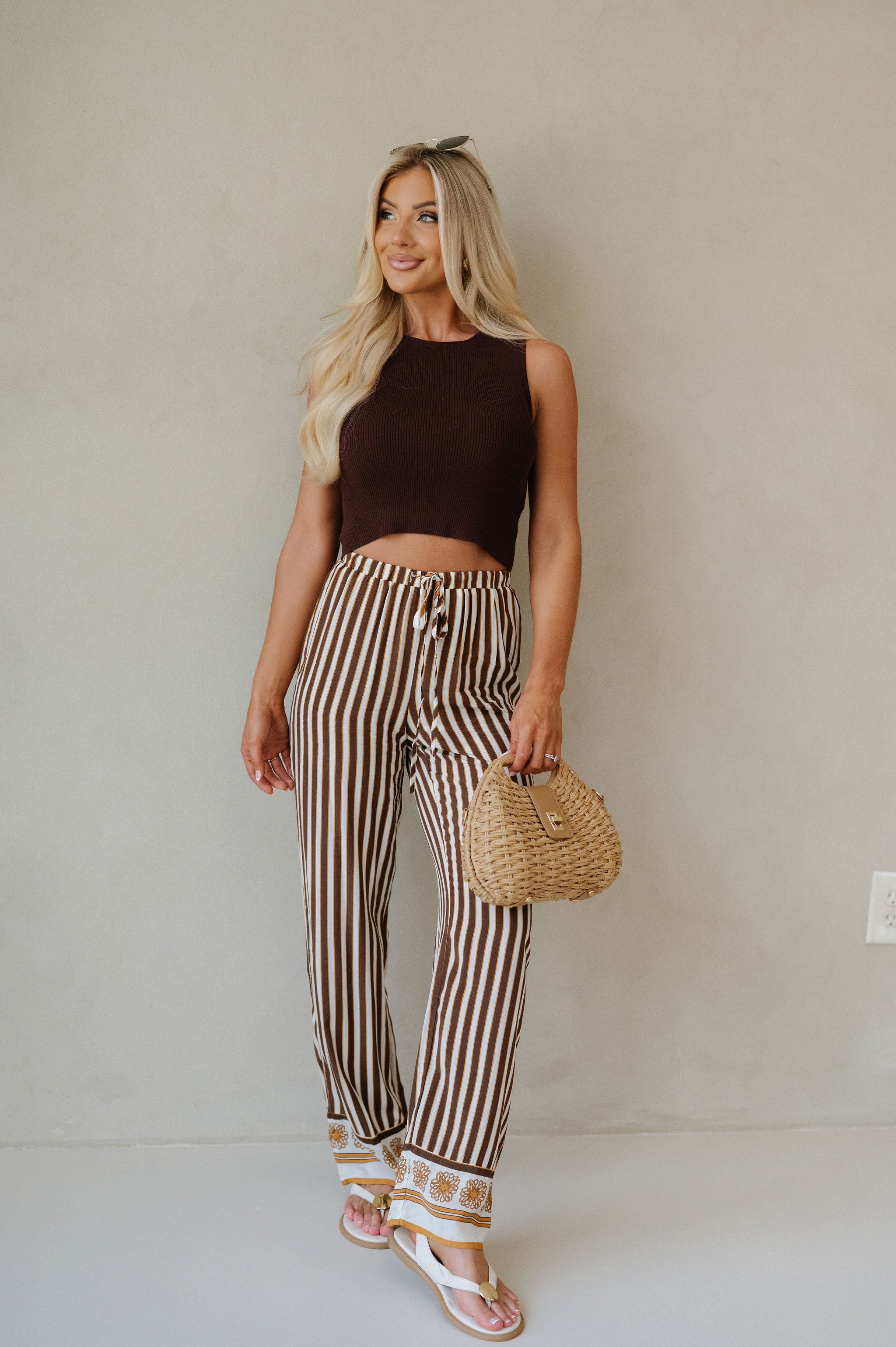 Classic Sleeveless Ribbed Top-Coffee