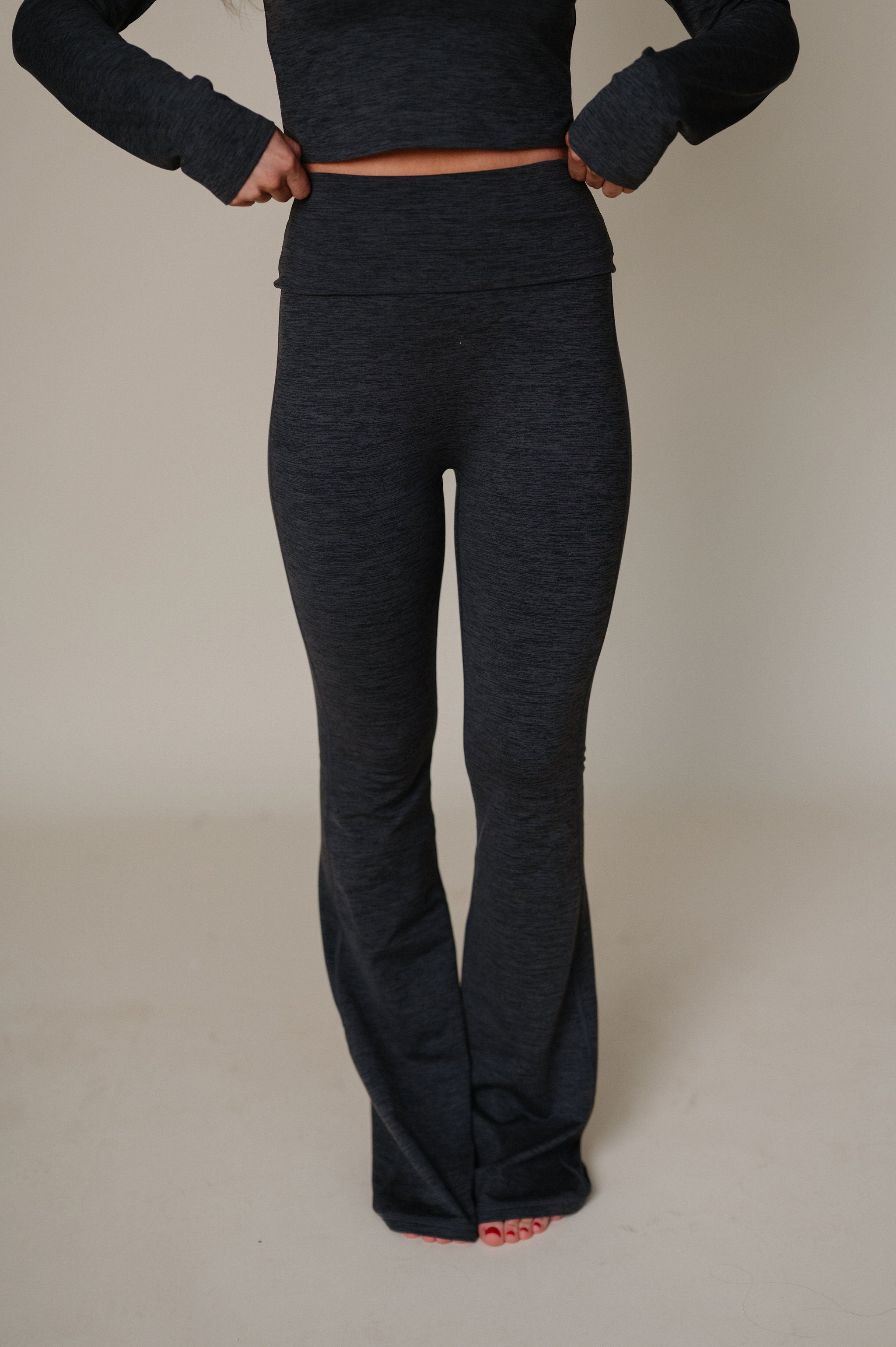 TT Active Fold Over Legging-Heathered Black
