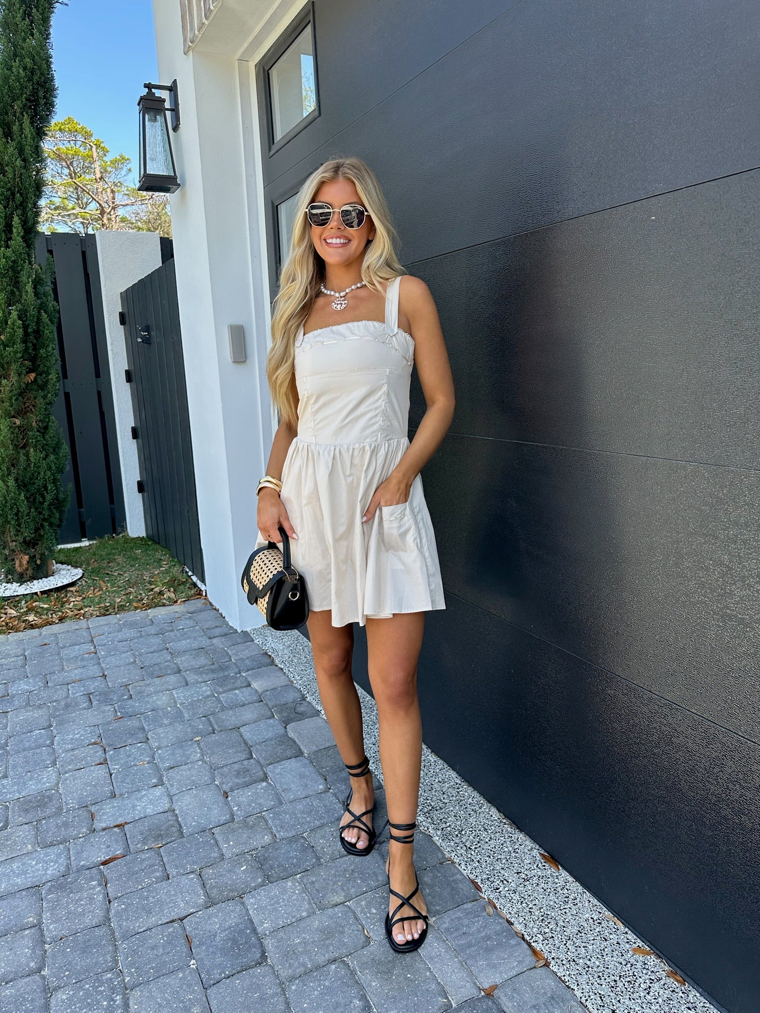 Bethel Mini Dress-Beige
