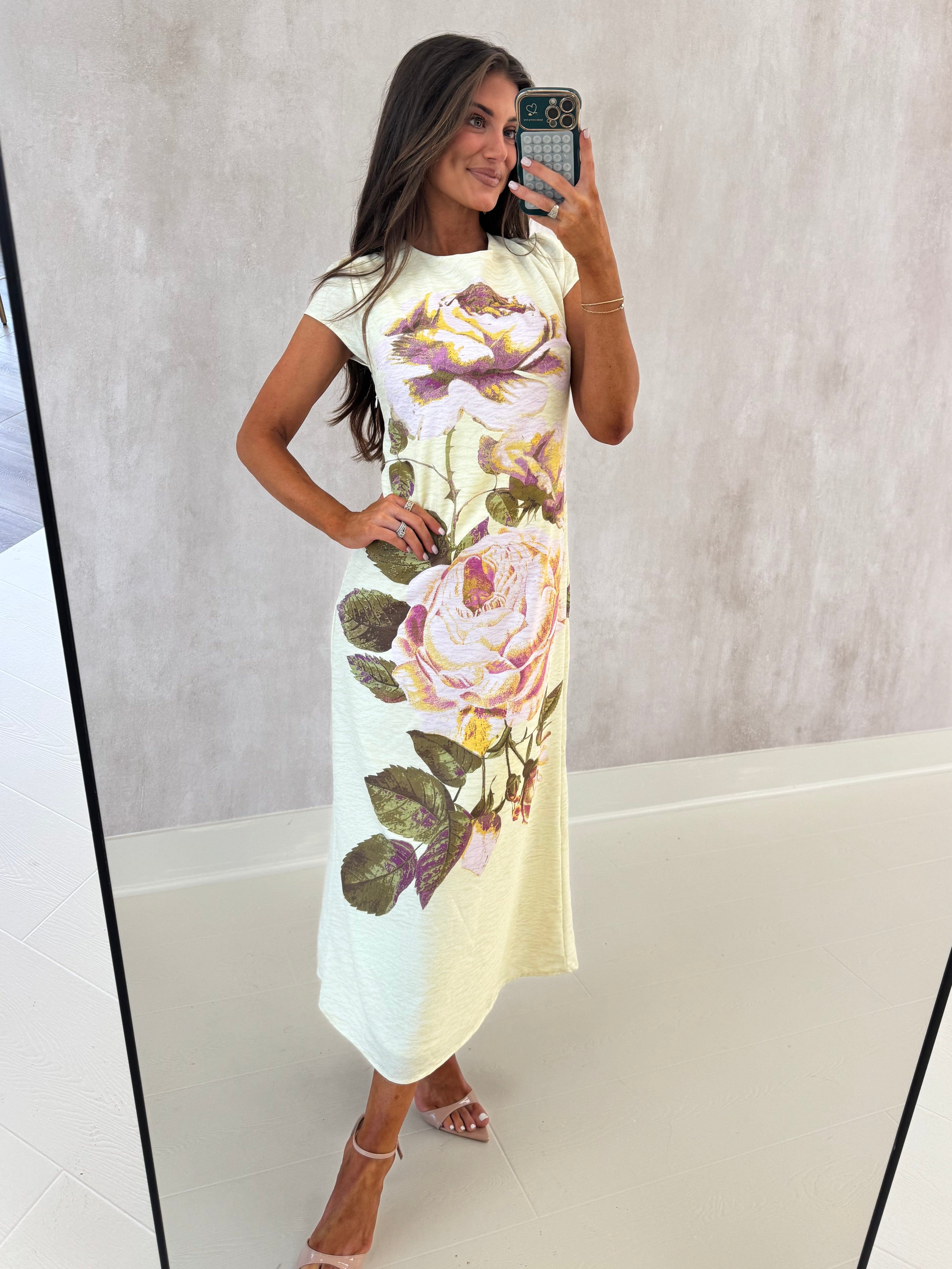 Kate Maxi Dress-Yellow Floral