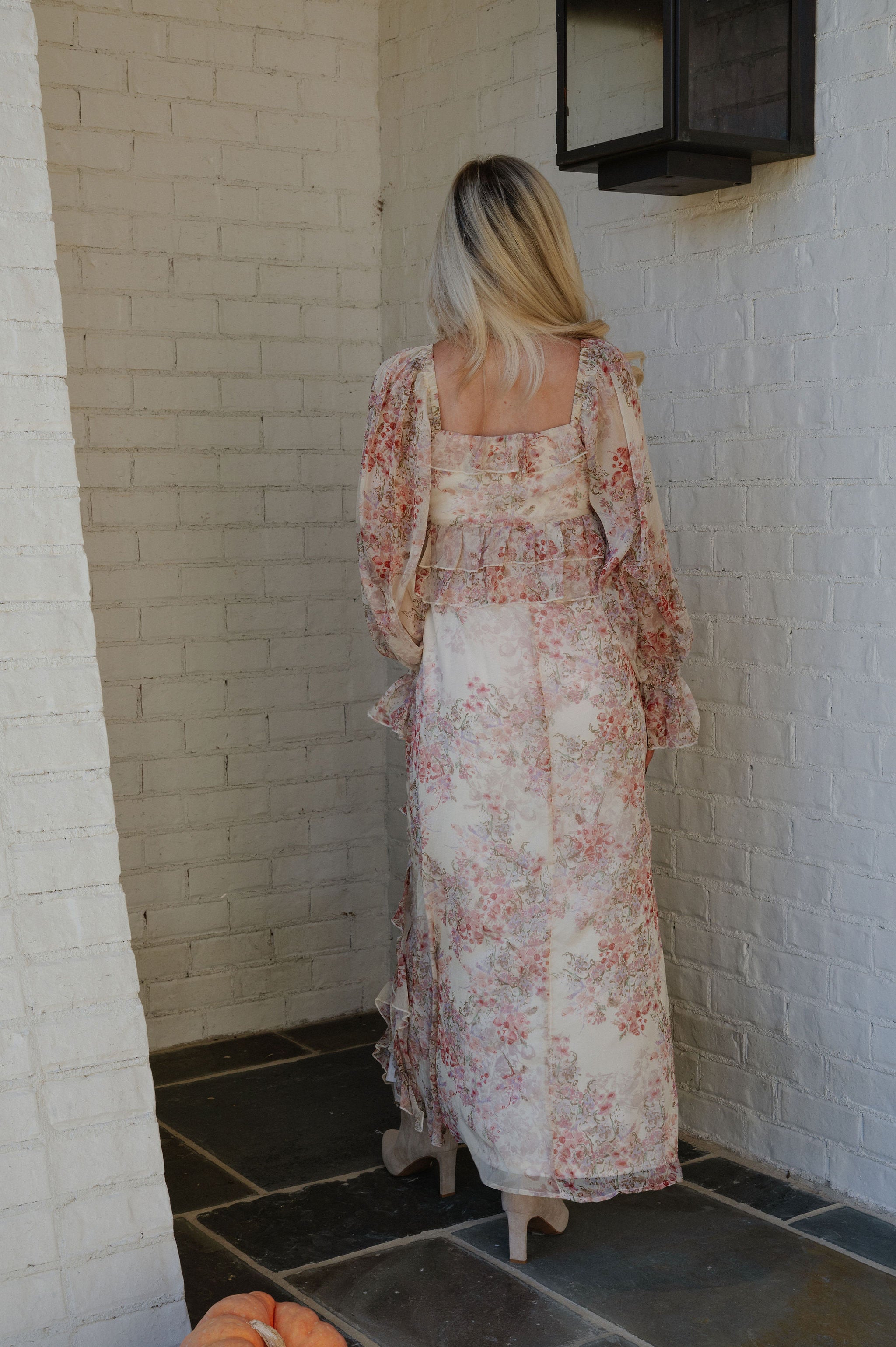 Capri Ruffle Maxi Dress-Cream