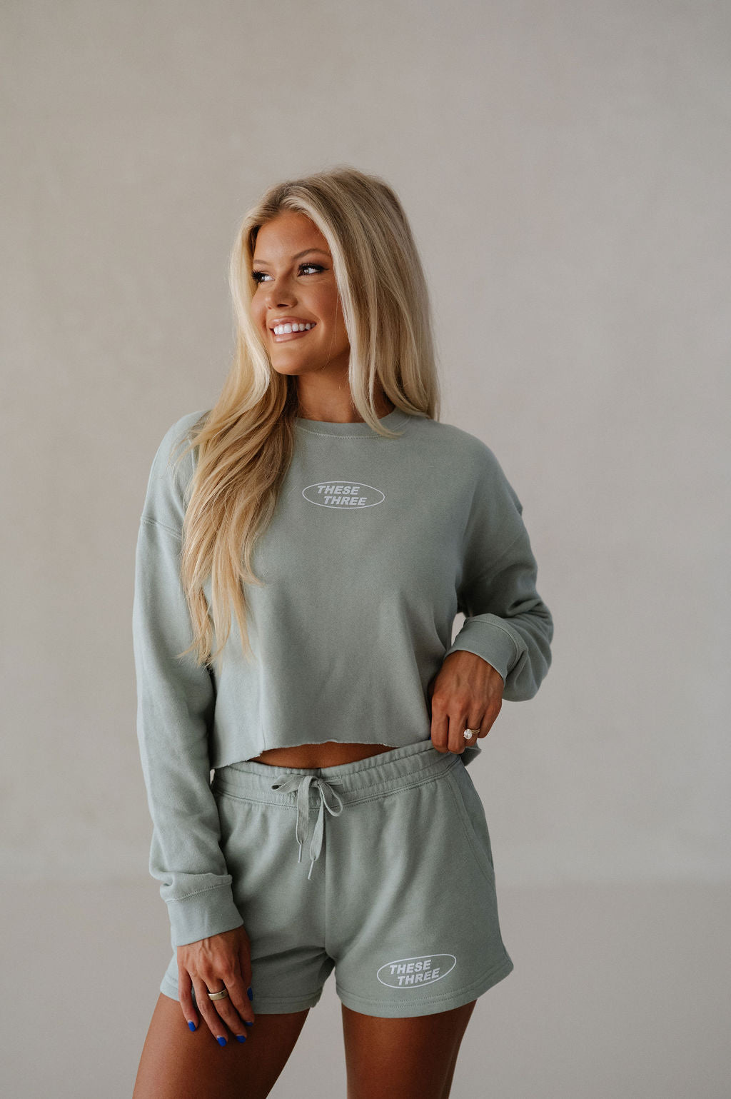 These Three Cropped Sweatshirt-Sage