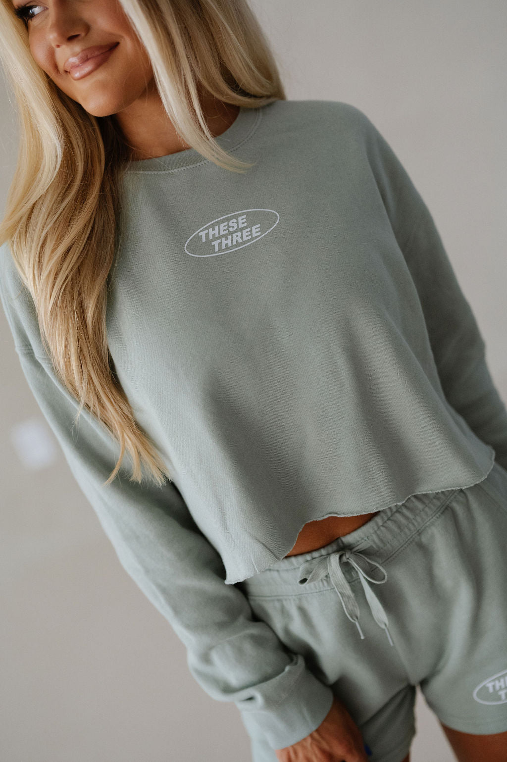 These Three Cropped Sweatshirt-Sage