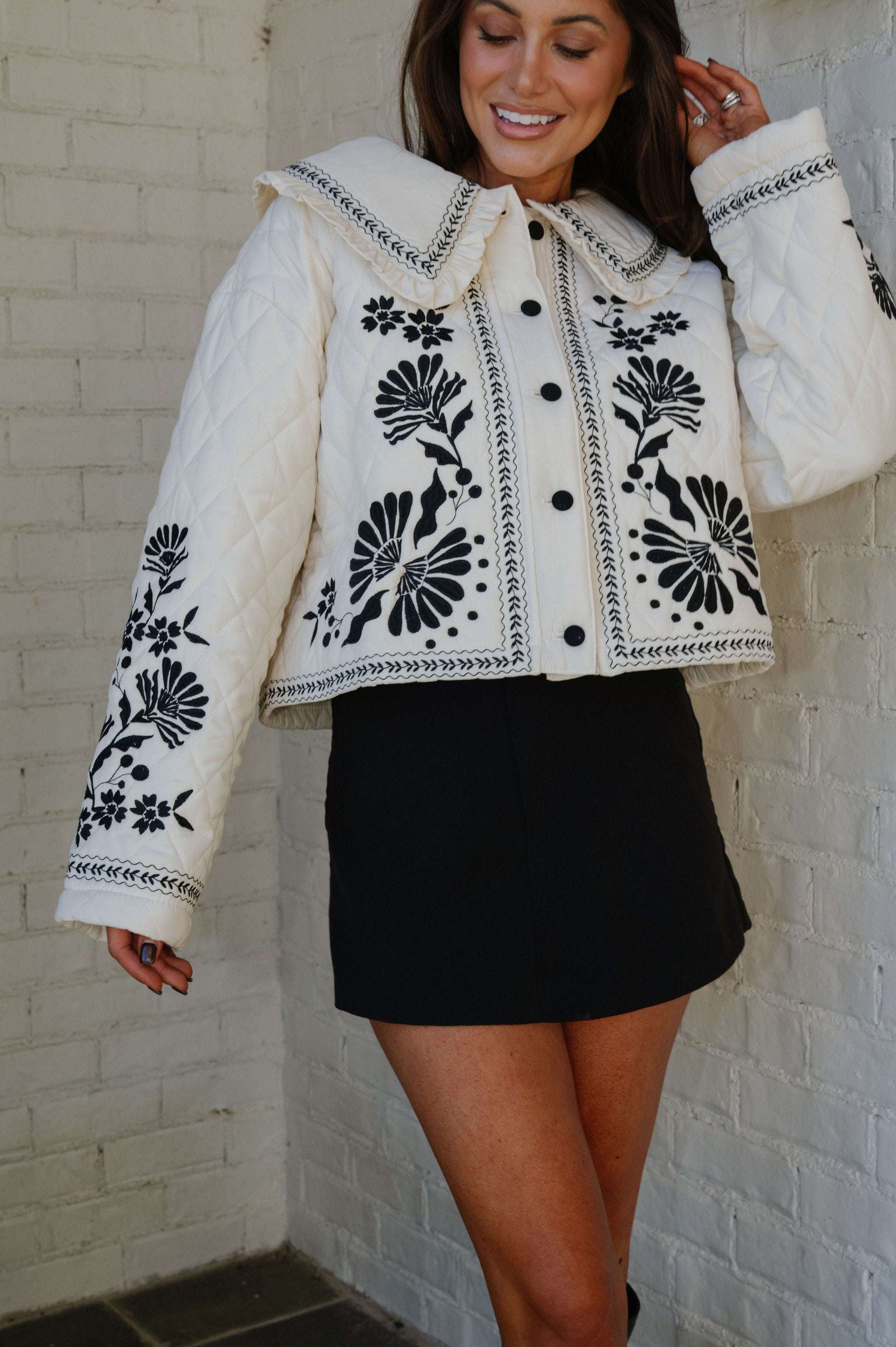 Sofia Embroidered Jacket-Light Taupe