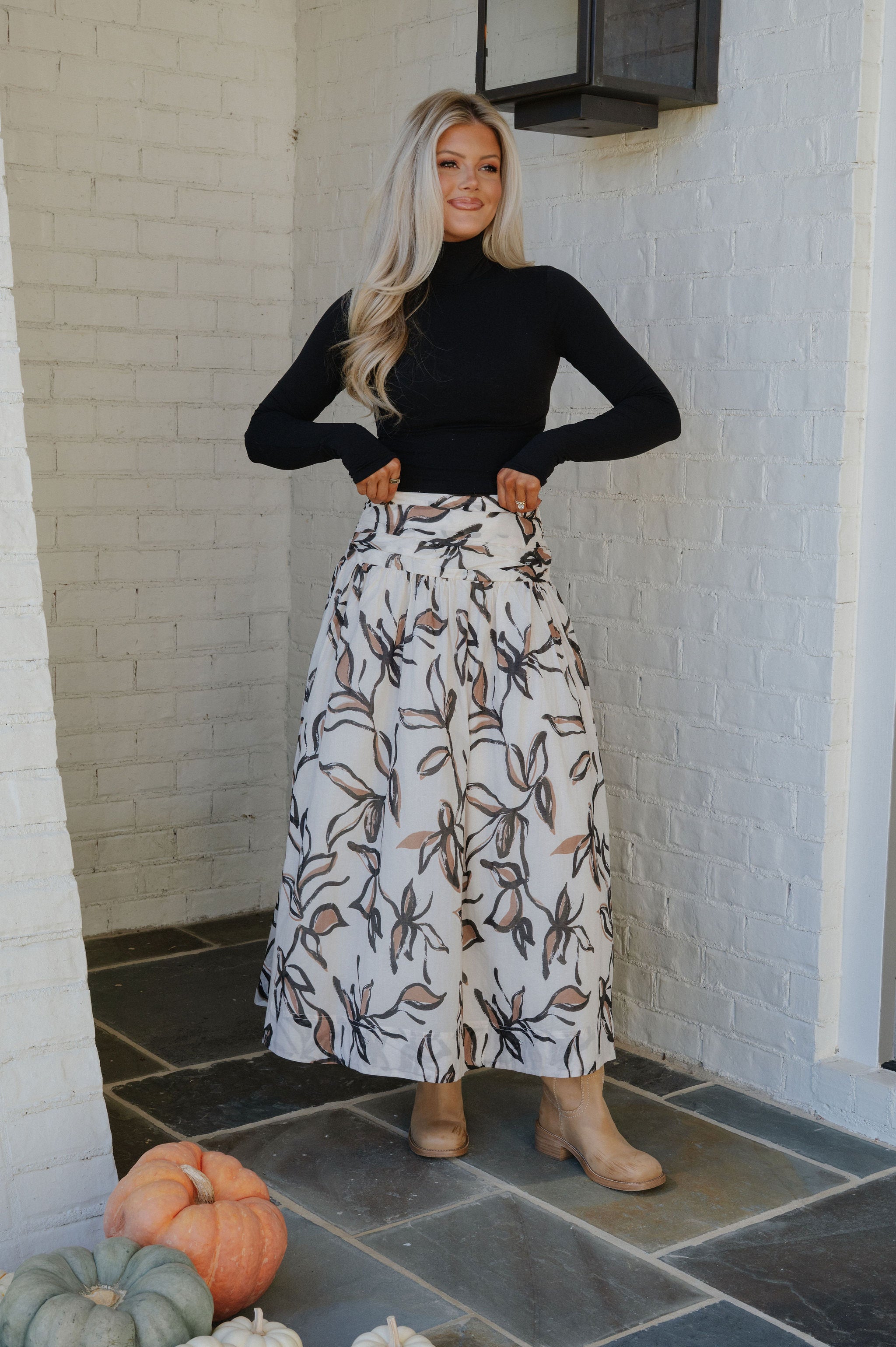 Lowen Shirred Maxi Skirt-Floral