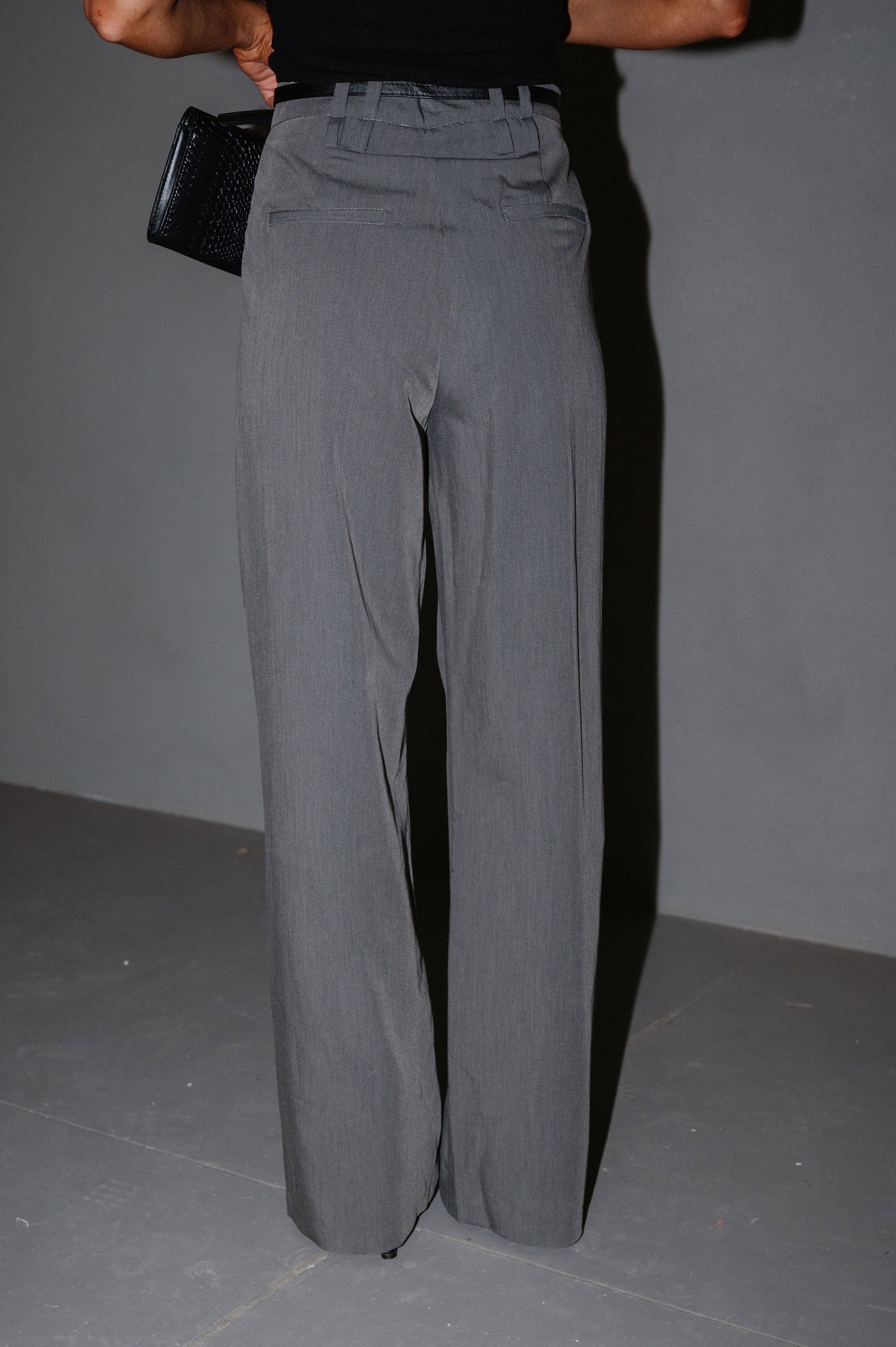 High Waisted Trousers-Grey