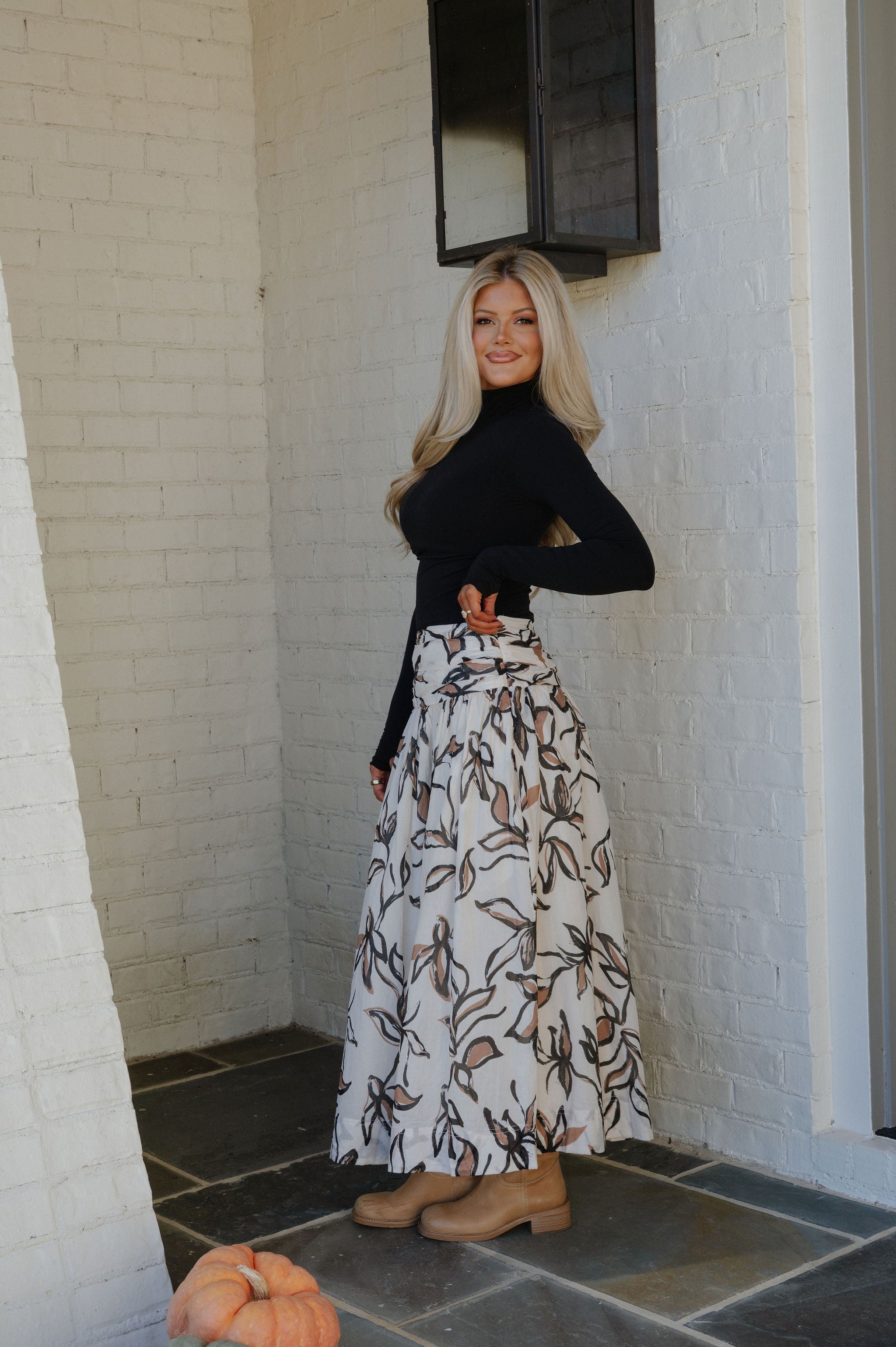 Lowen Shirred Maxi Skirt-Floral