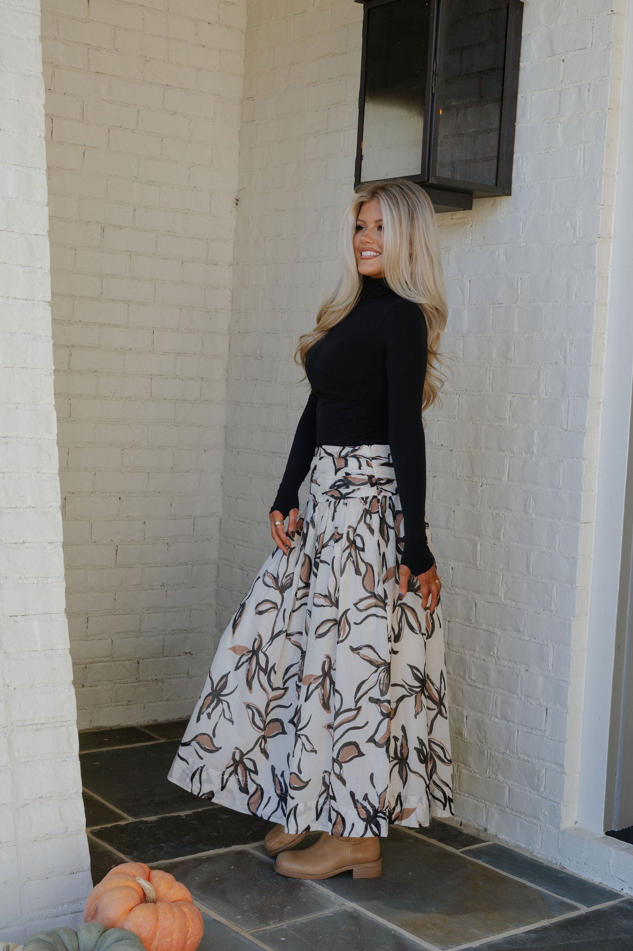 Lowen Shirred Maxi Skirt-Floral