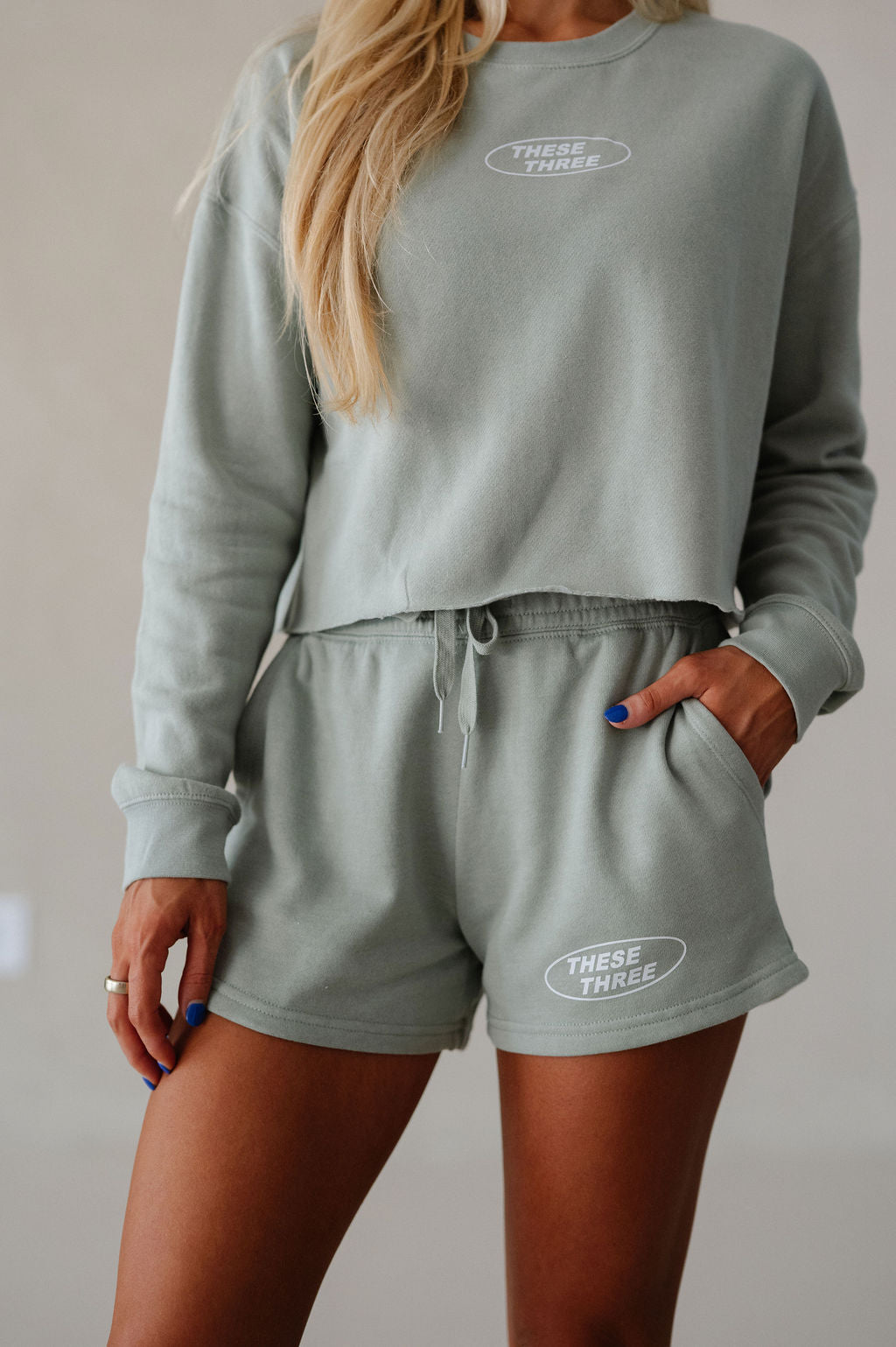 These Three Cropped Sweatshirt-Sage