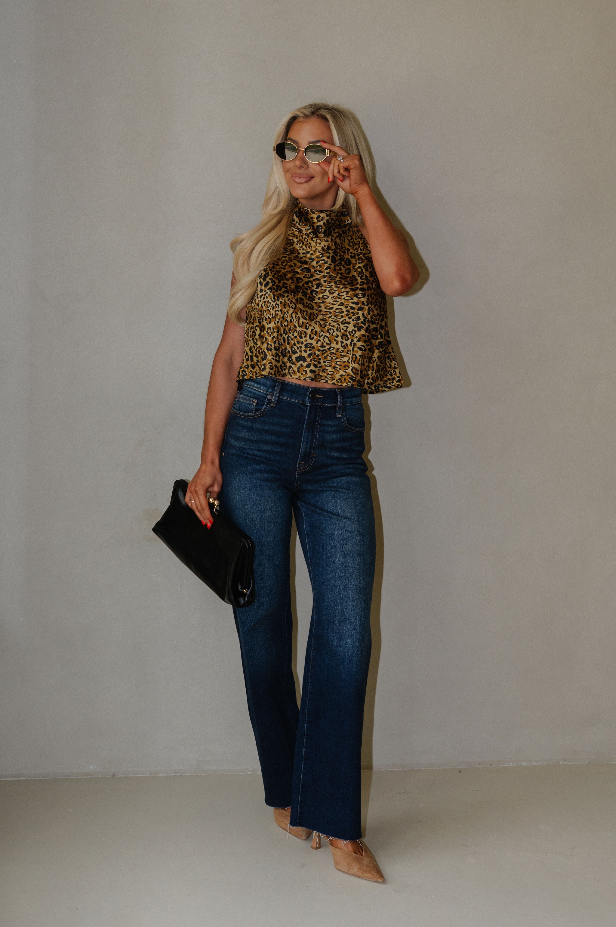 Golden Halter Neck Printed Top