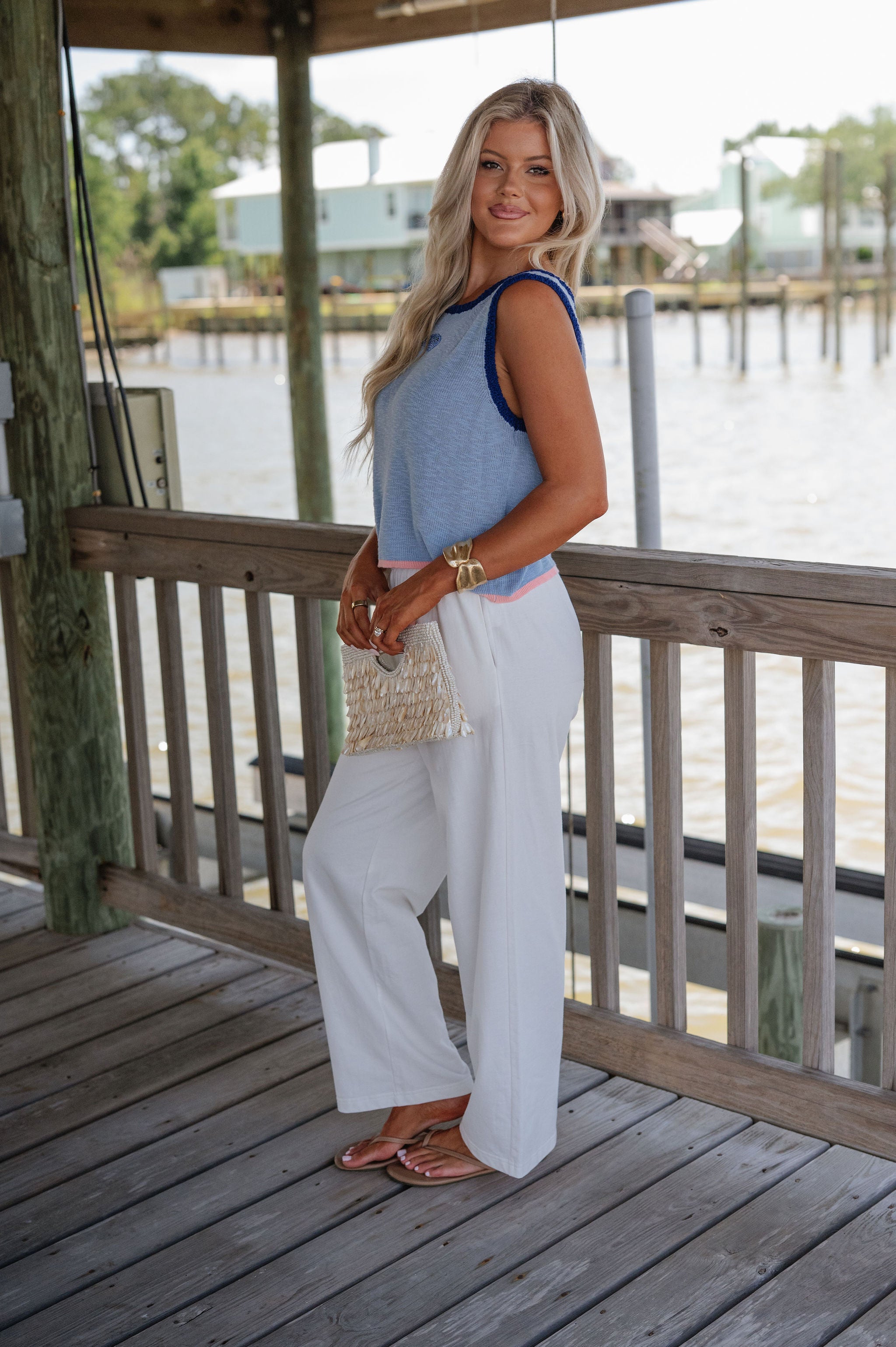 Sweater Knit Fish Tank-Coastal Blue