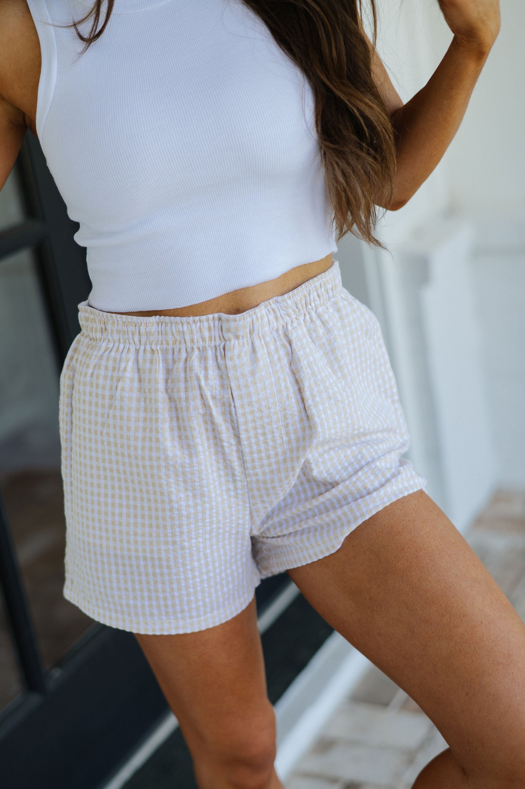 Kai Checkered Shorts-Khaki