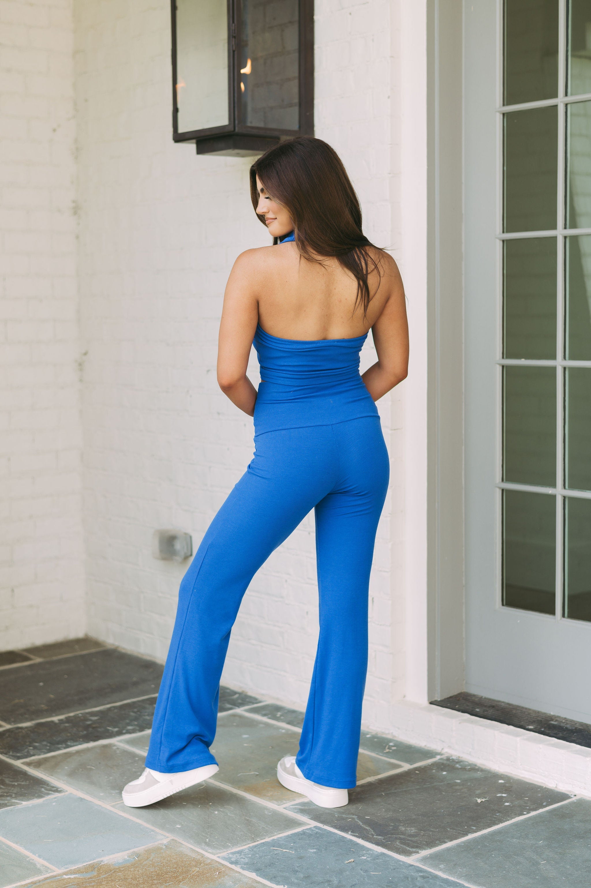 Gianna Ribbed Active Wear Top- Cobalt//TOP ONLY