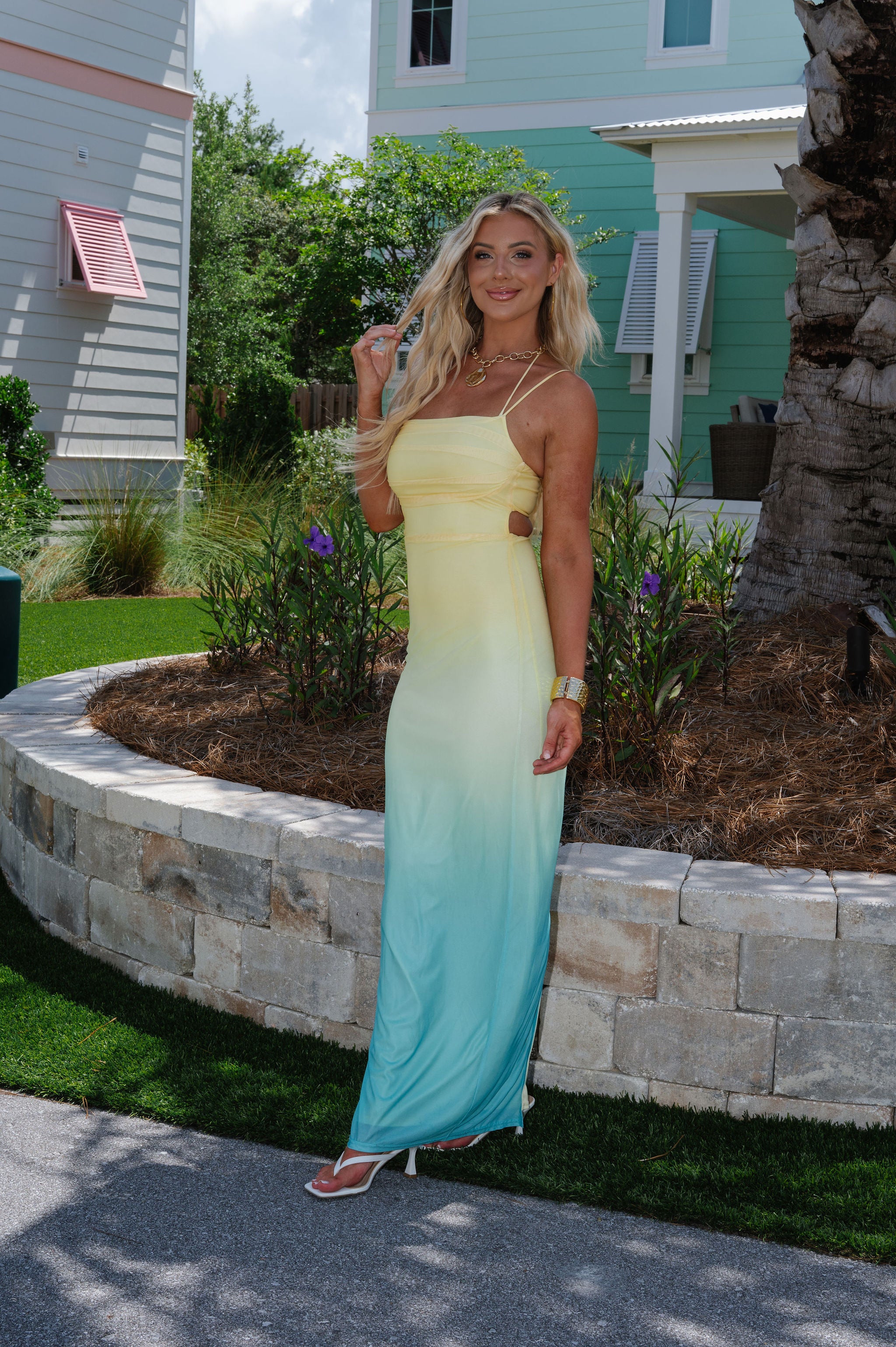 Poppi Ombre Maxi Dress-Lemon