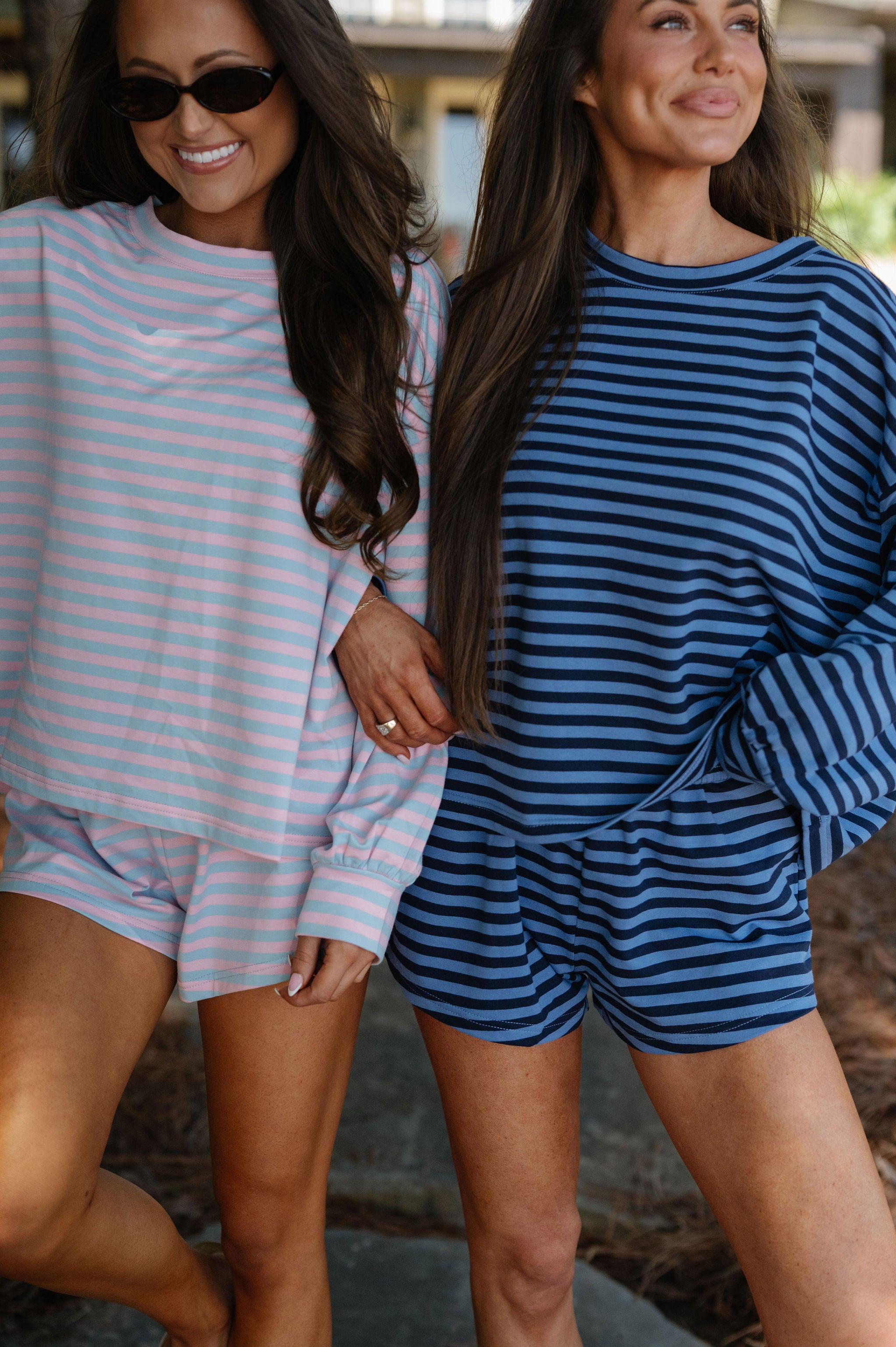 Lexi Striped Short Set-Navy
