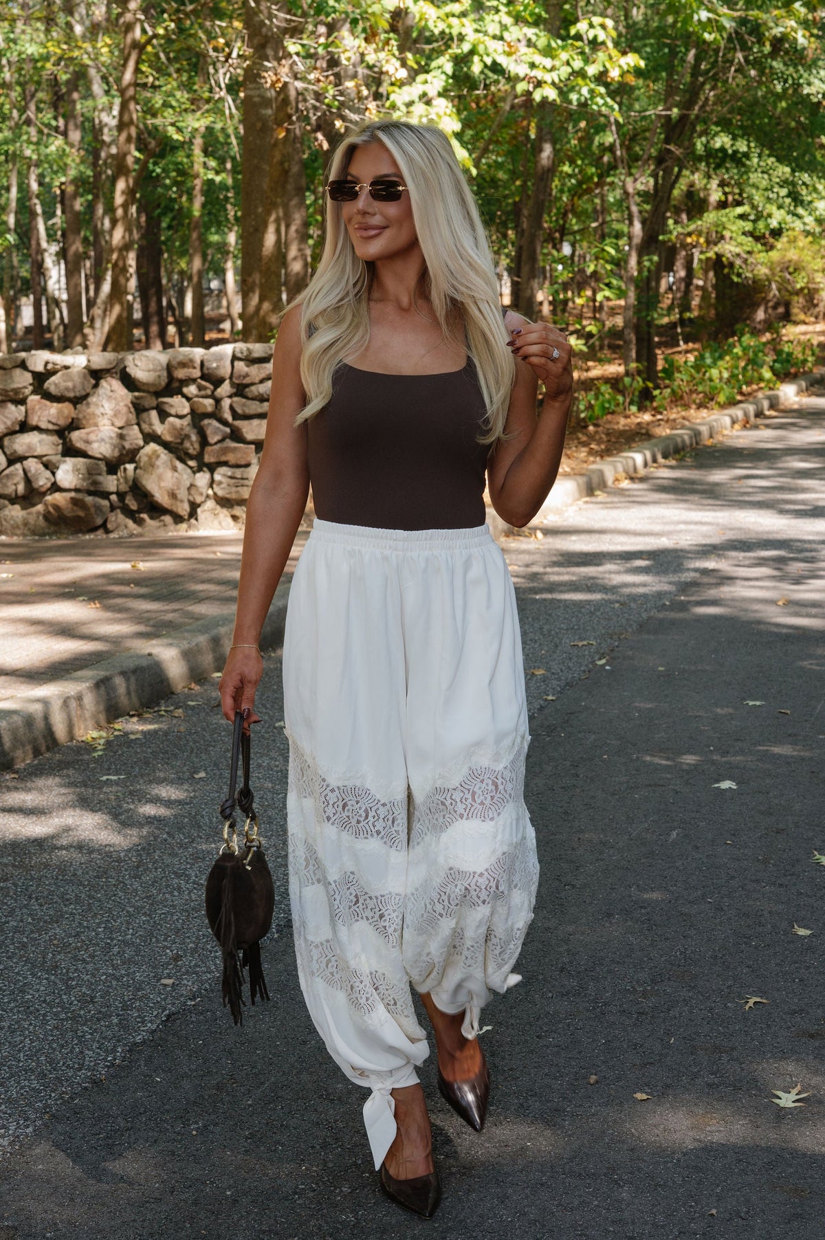 Lace Balloon Pant- Cream