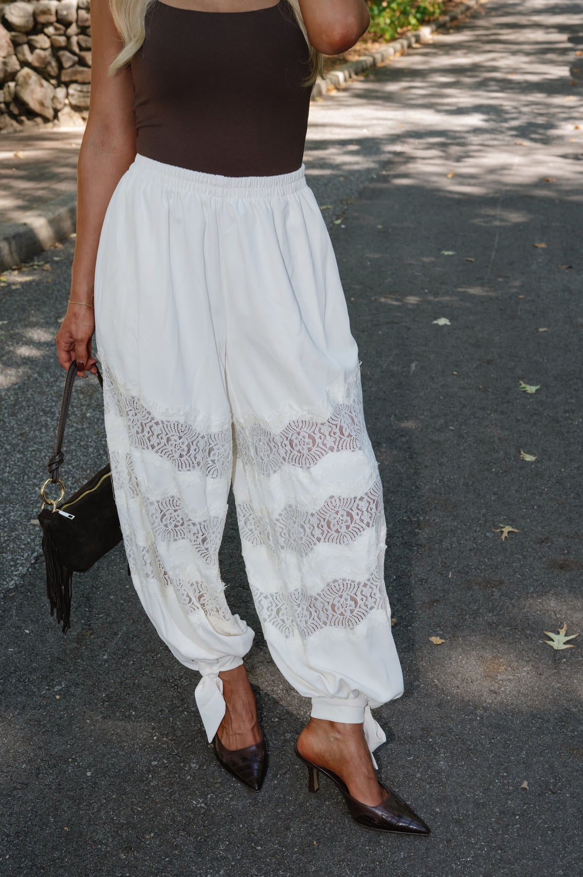 Lace Balloon Pant- Cream