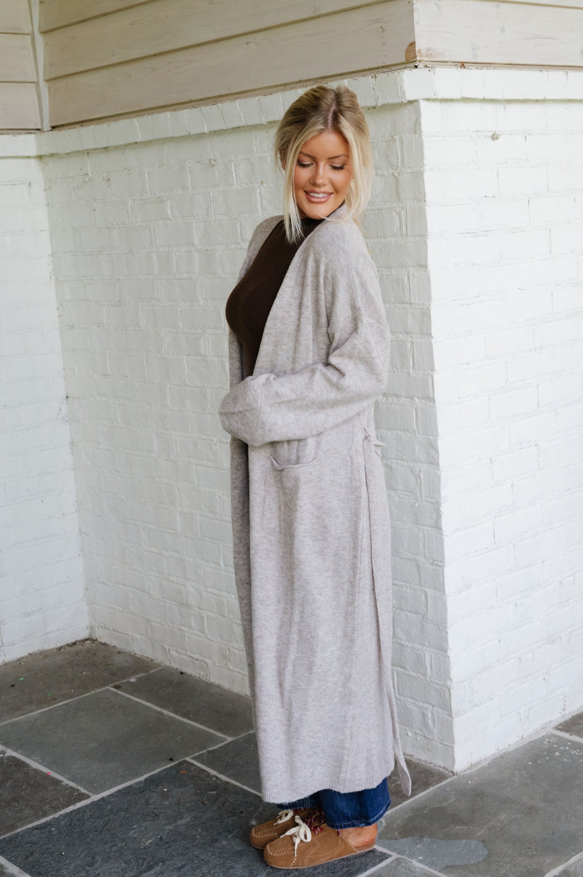Zoe Tie Cardigan-Light Mocha