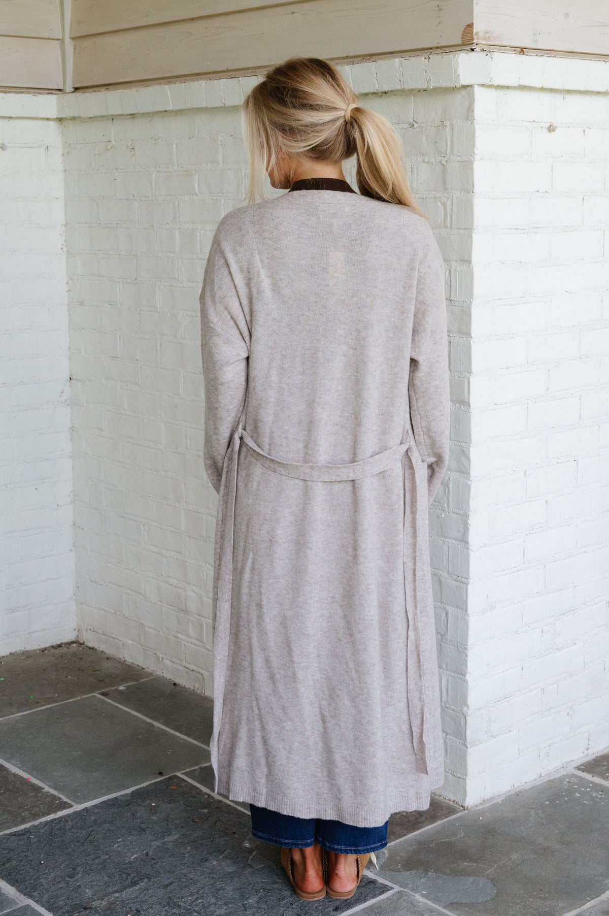 Zoe Tie Cardigan-Light Mocha