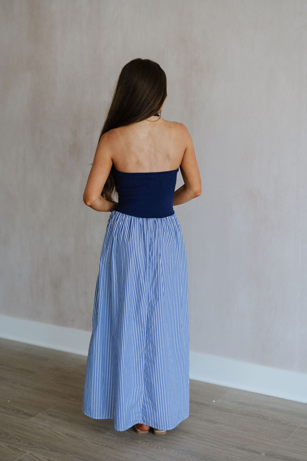 Hanna Striped Maxi Dress-Blue