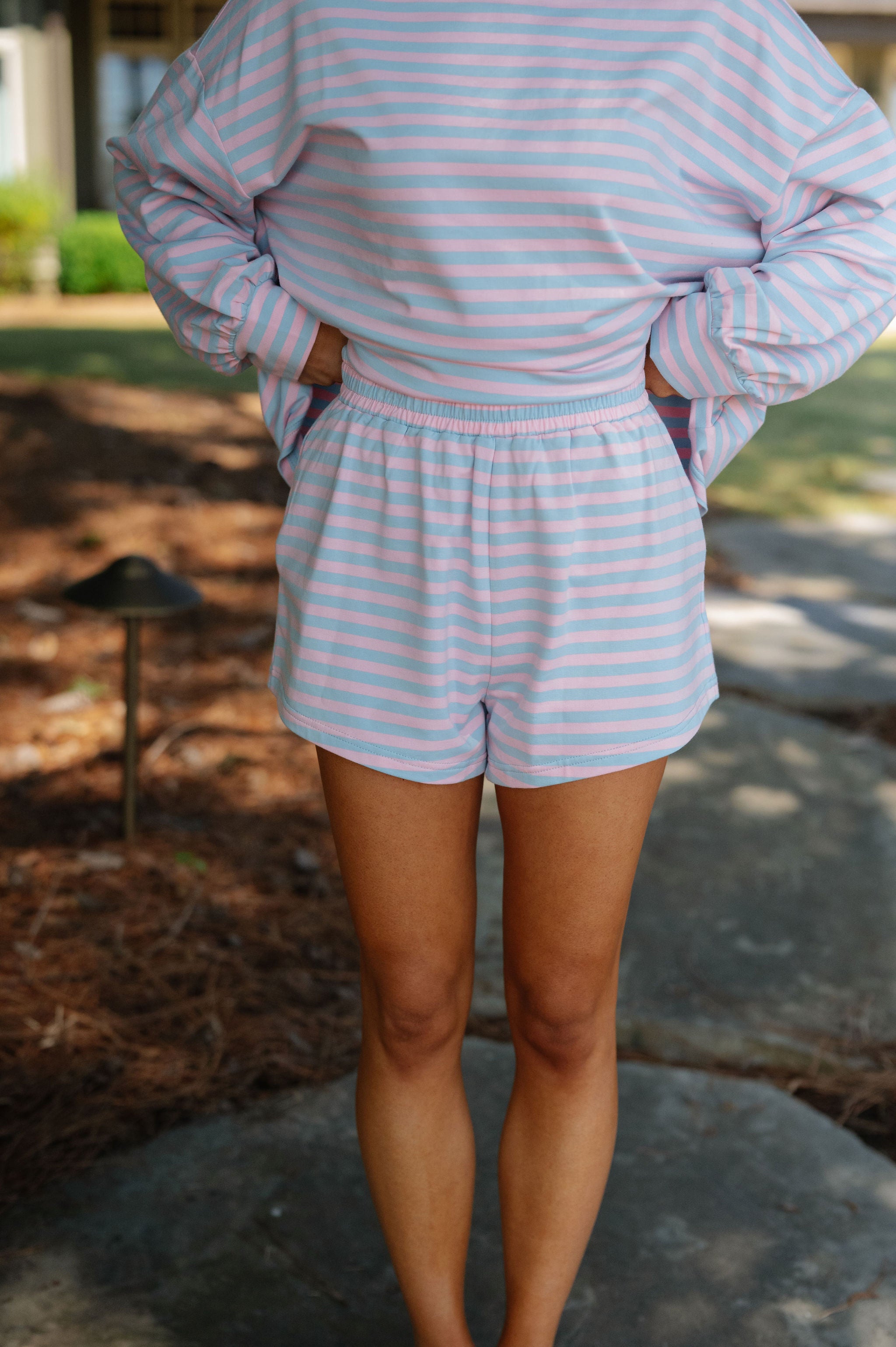 Lexi Striped Short Set-Pink/Blue