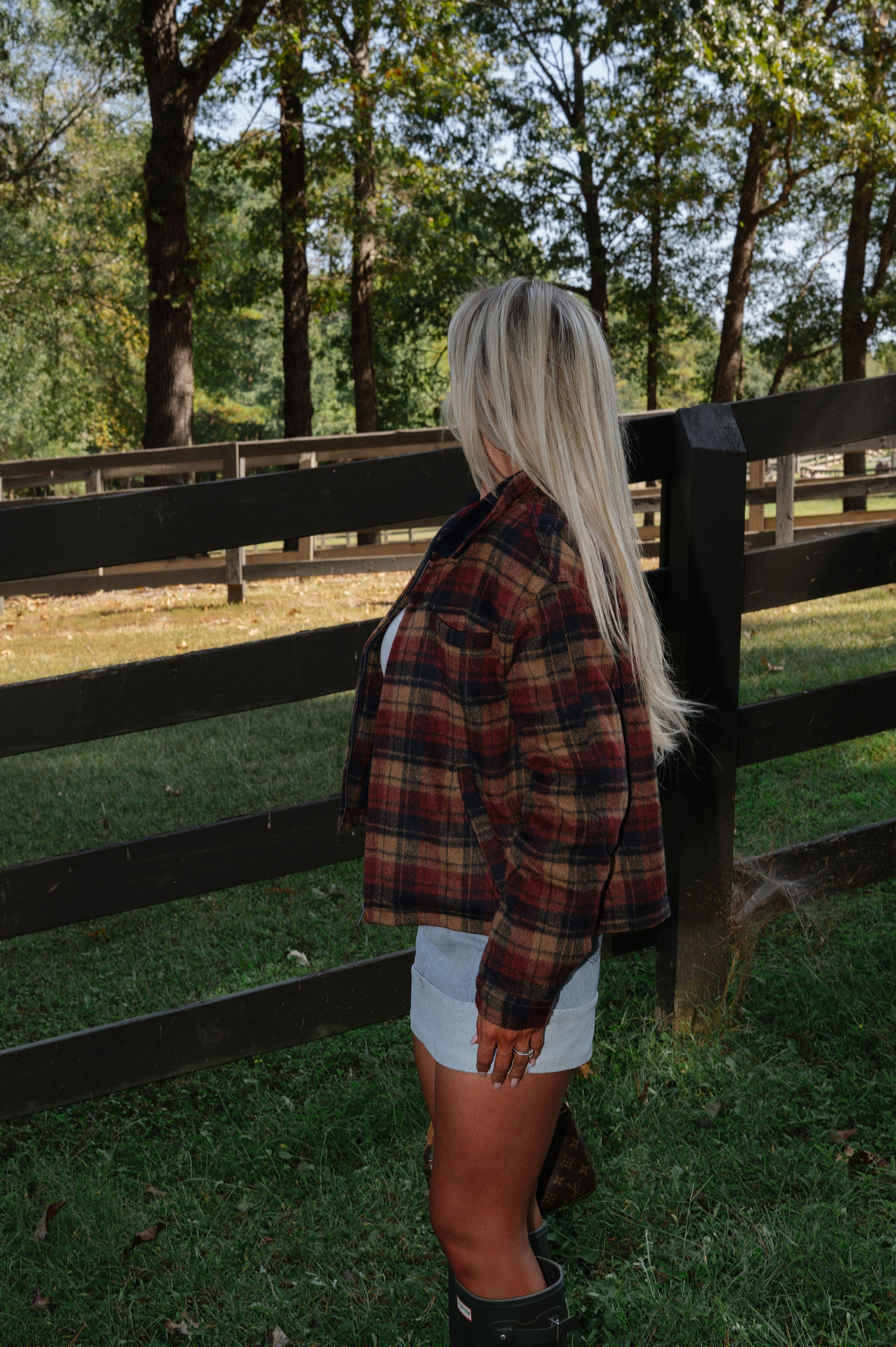Quilted Barn Jacket-Burgundy/Navy
