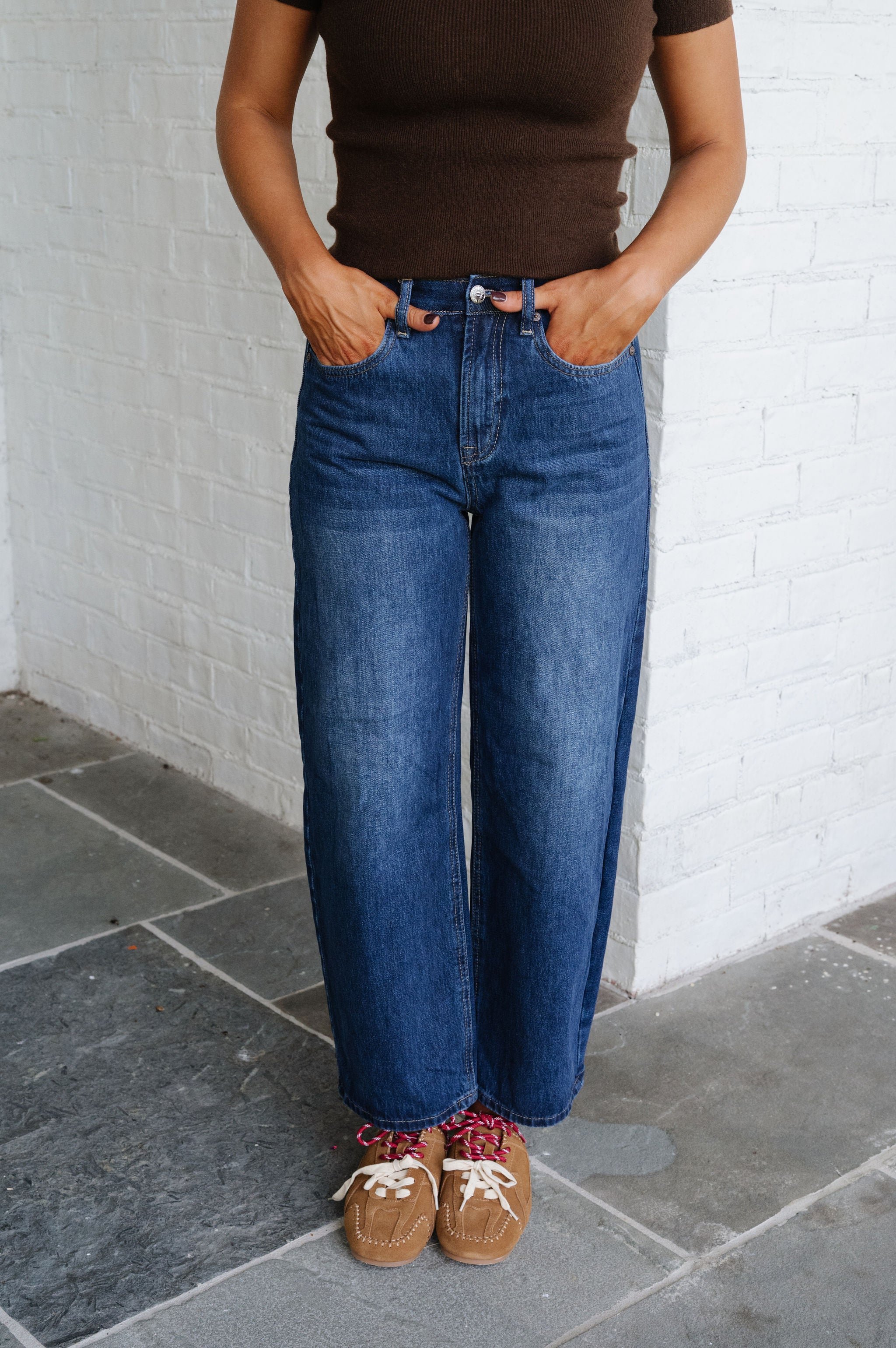 Kit High Rise Barrel Jean-Dark Denim