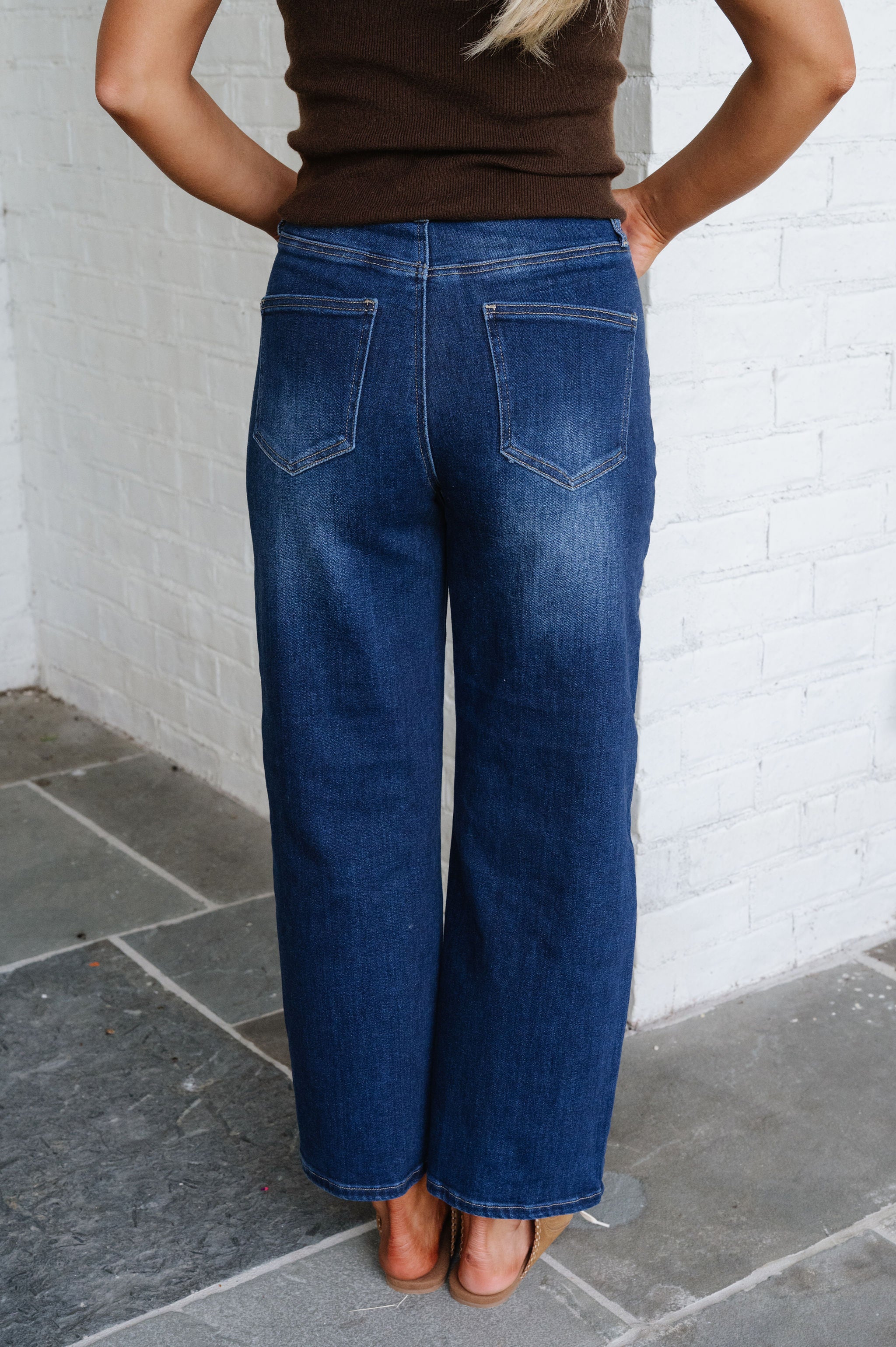Kit High Rise Barrel Jean-Dark Denim