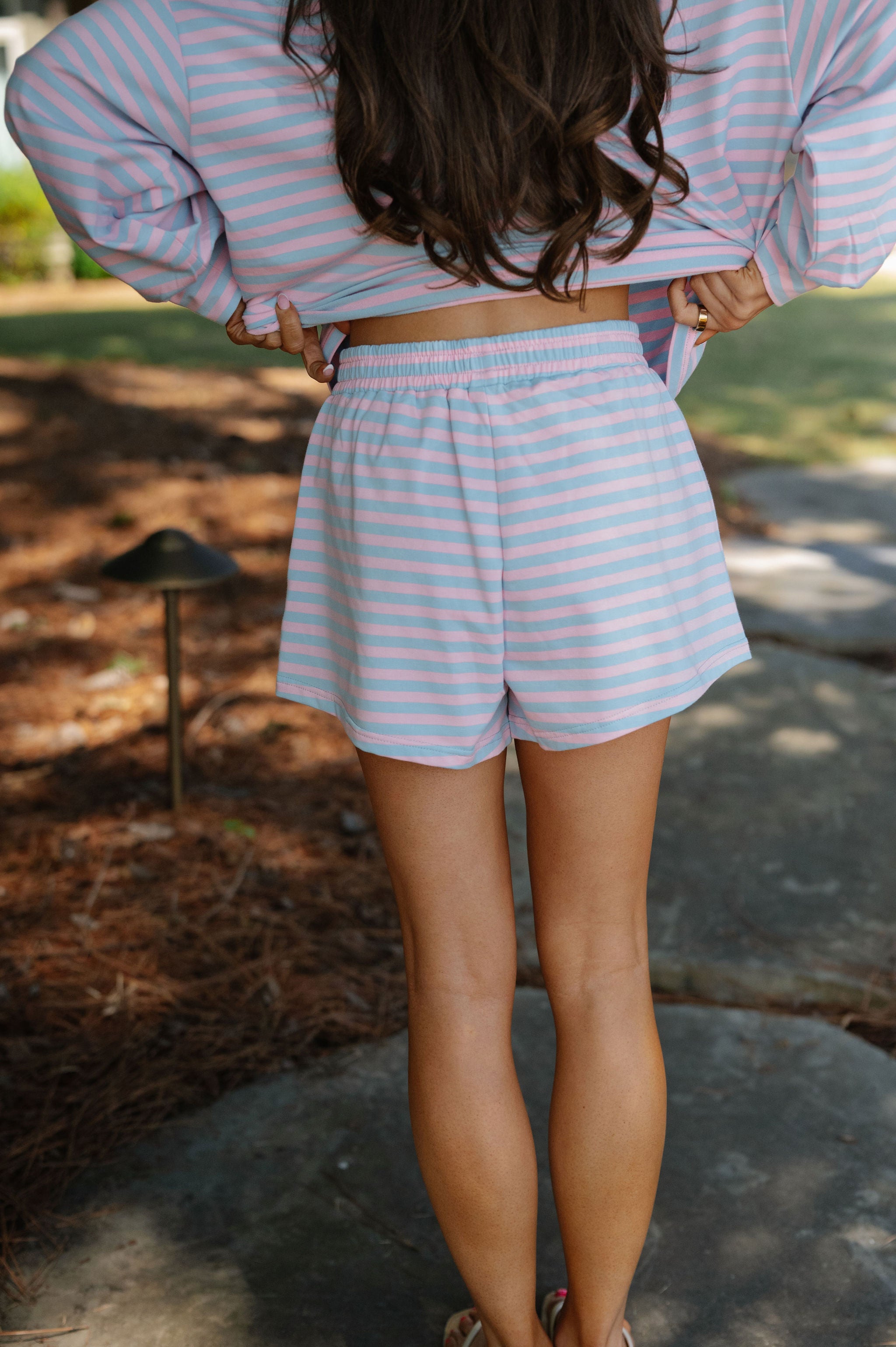 Lexi Striped Short Set-Pink/Blue