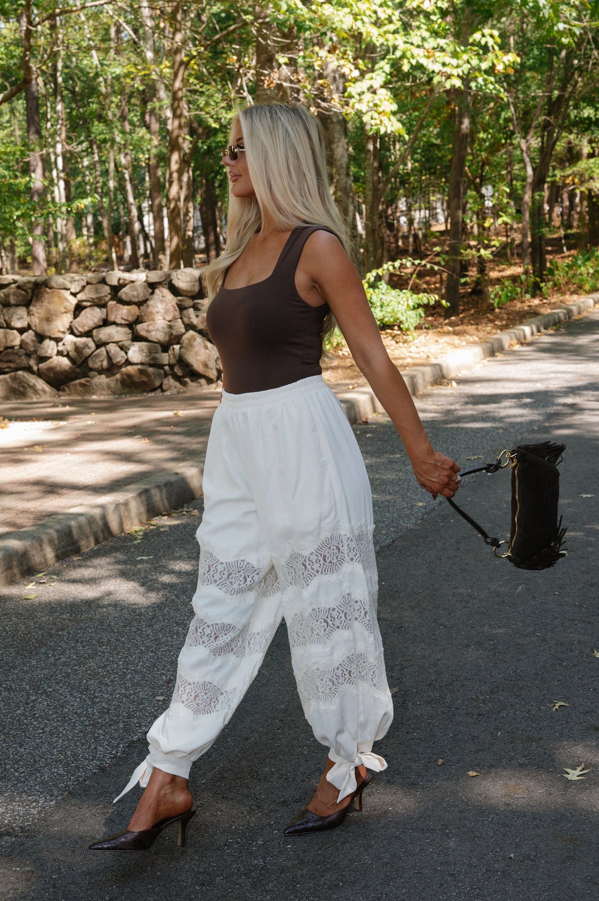 Lace Balloon Pant- Cream