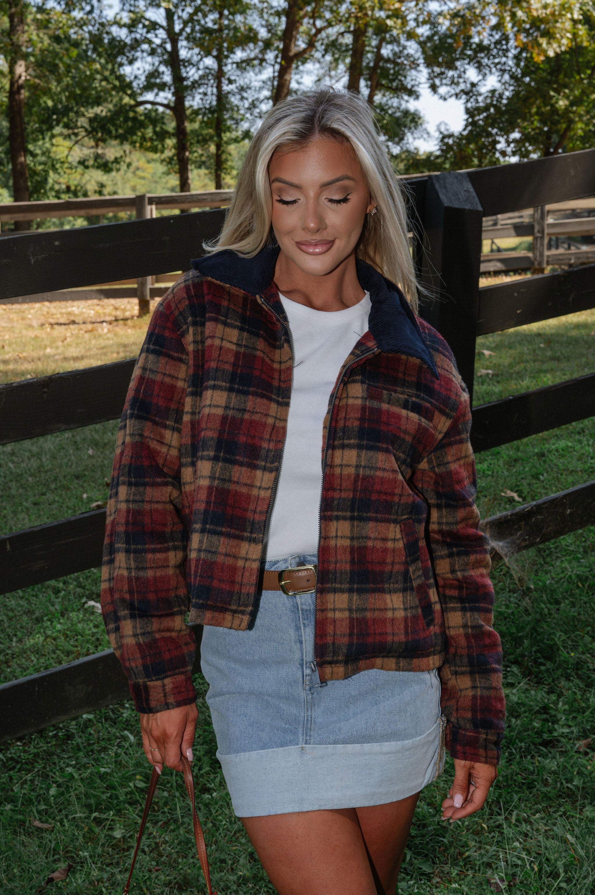 Quilted Barn Jacket-Burgundy/Navy