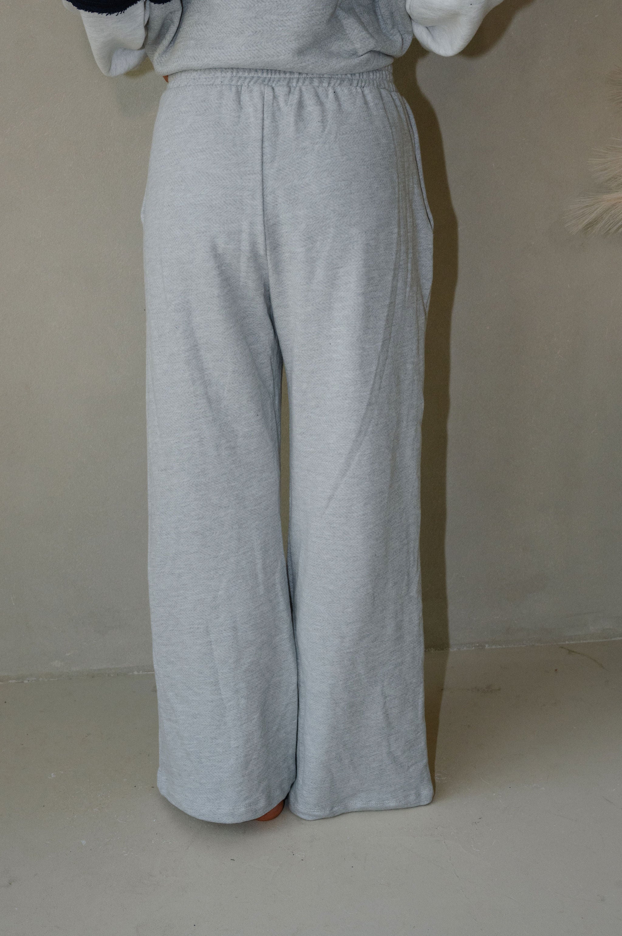 Color Block French Terry Pants Set-Grey