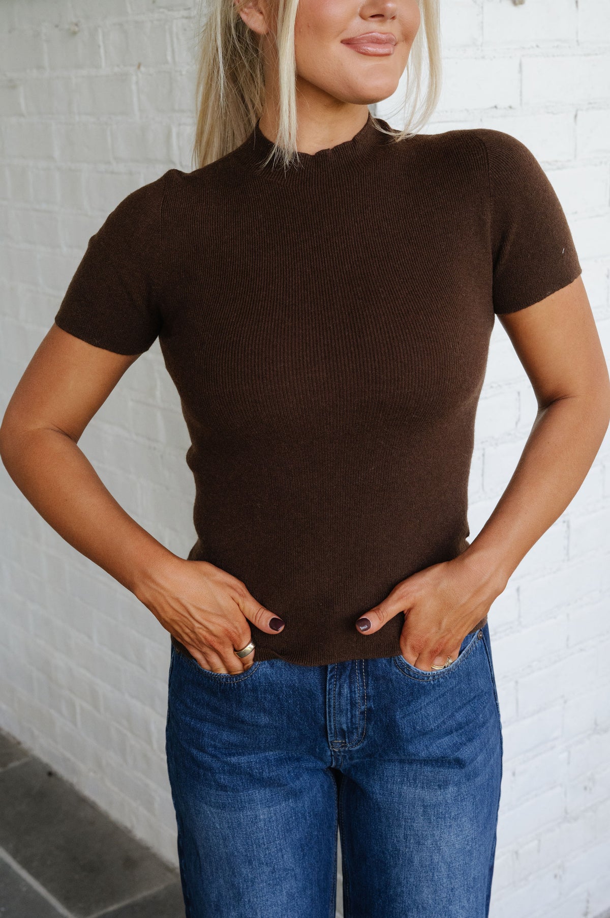 Dolly Soft Knit Sweater Top-Dark Chocolate