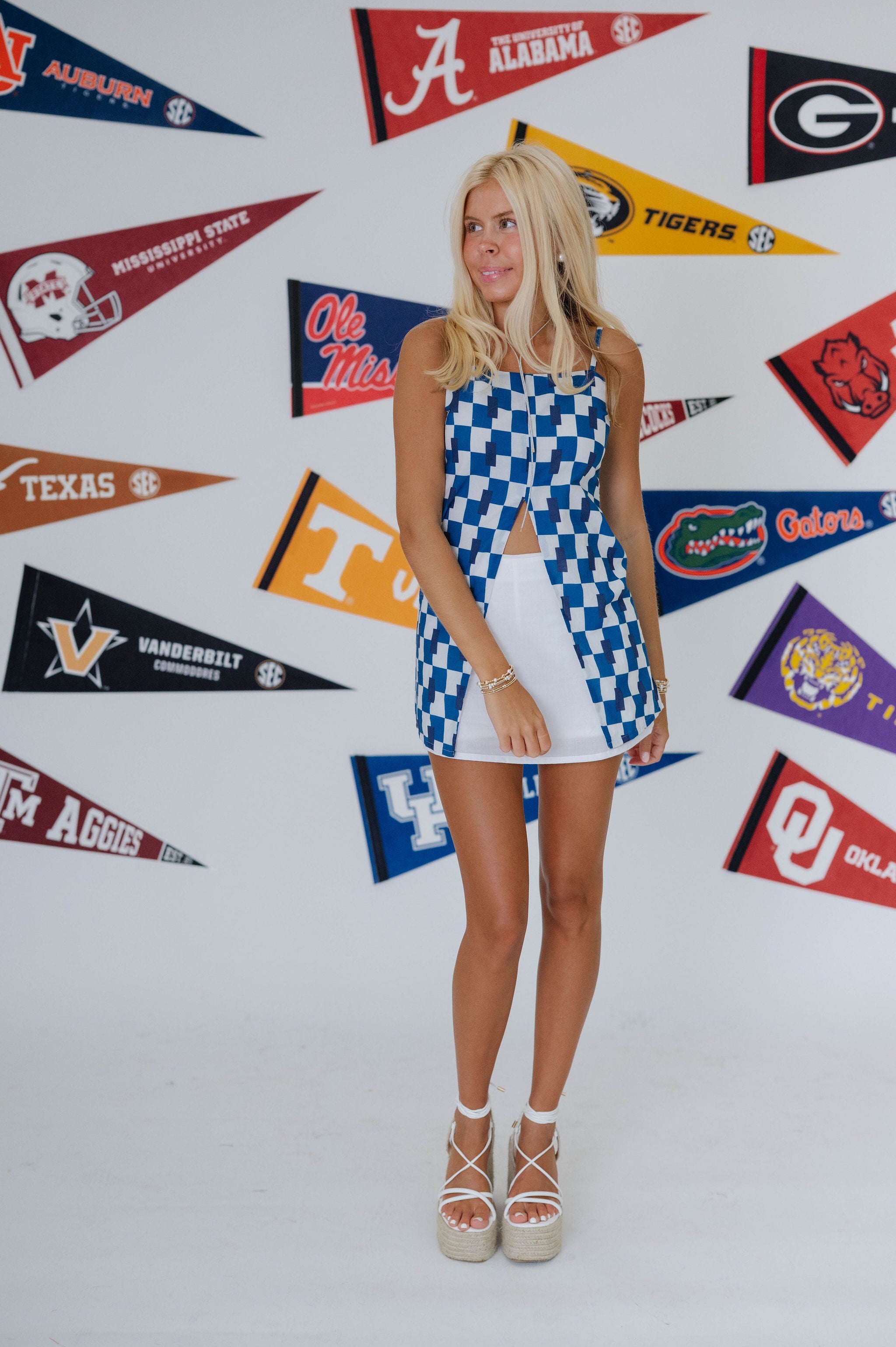 PREORDER//Whit Geometric Front Slit Tank-Blue/SHIPPING BY 8/5!