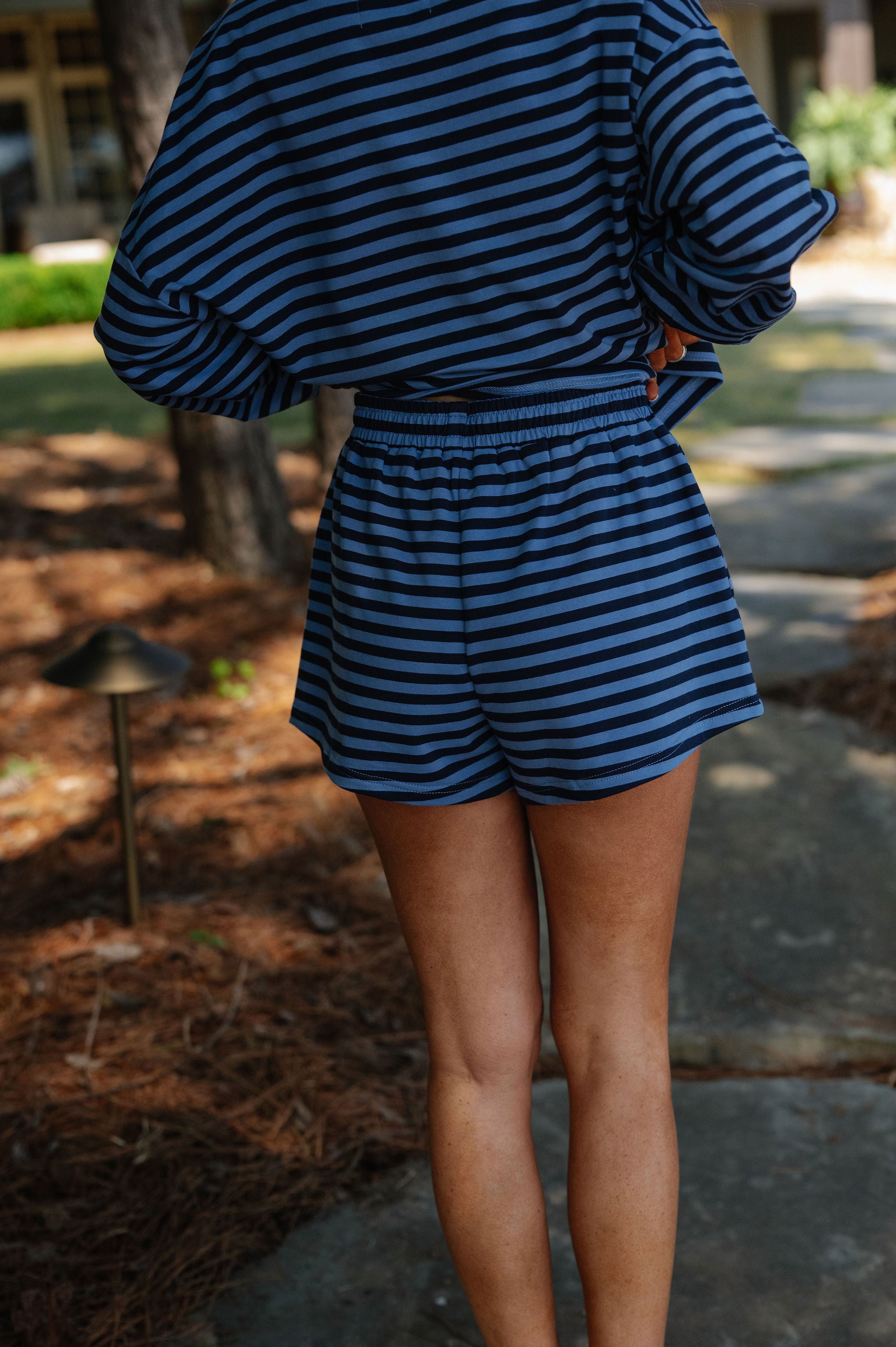 Lexi Striped Short Set-Navy